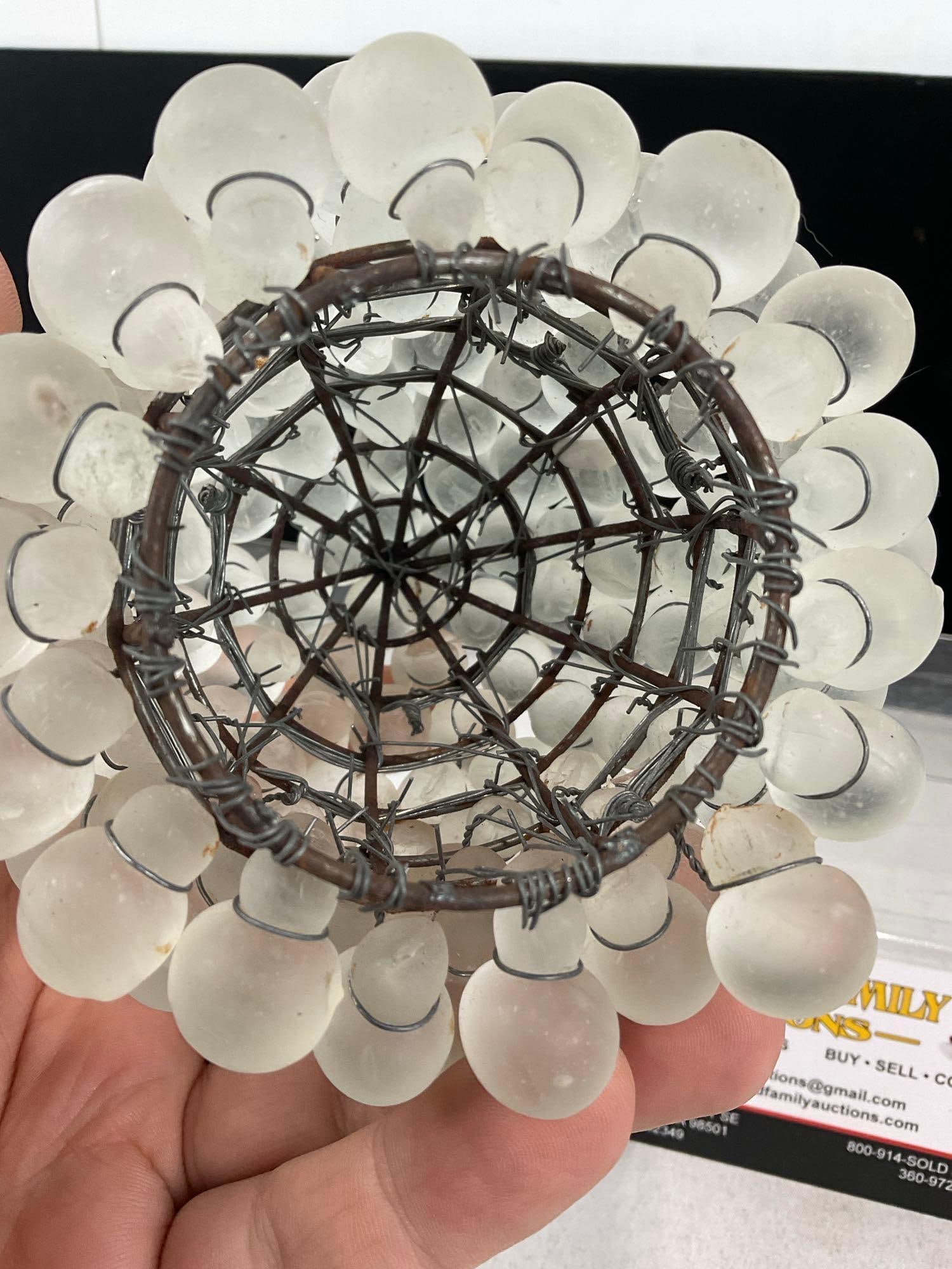 Murano Style Glass Czech Green Grape Cluster Lamp Shade, all hand tied to the base, 6x5x5 inches - 3