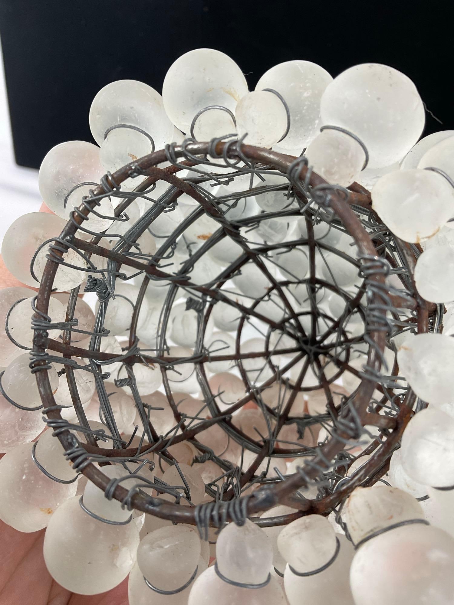 Murano Style Glass Czech Green Grape Cluster Lamp Shade, all hand tied to the base, 6x5x5 inches - 4