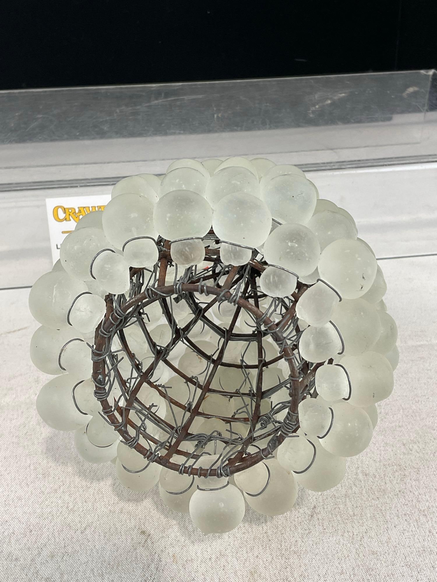 Murano Style Glass Czech Green Grape Cluster Lamp Shade, all hand tied to the base, 6x5x5 inches - 3