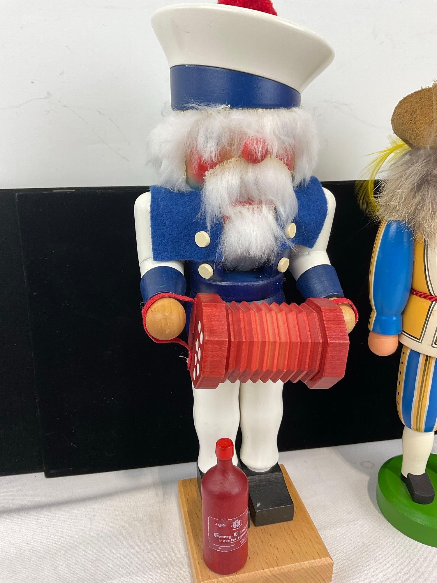 2 German Nutcrackers, Wooden Handcrafted, Christian Ulbricht Sailor & Erzgebirge Pirate - 2