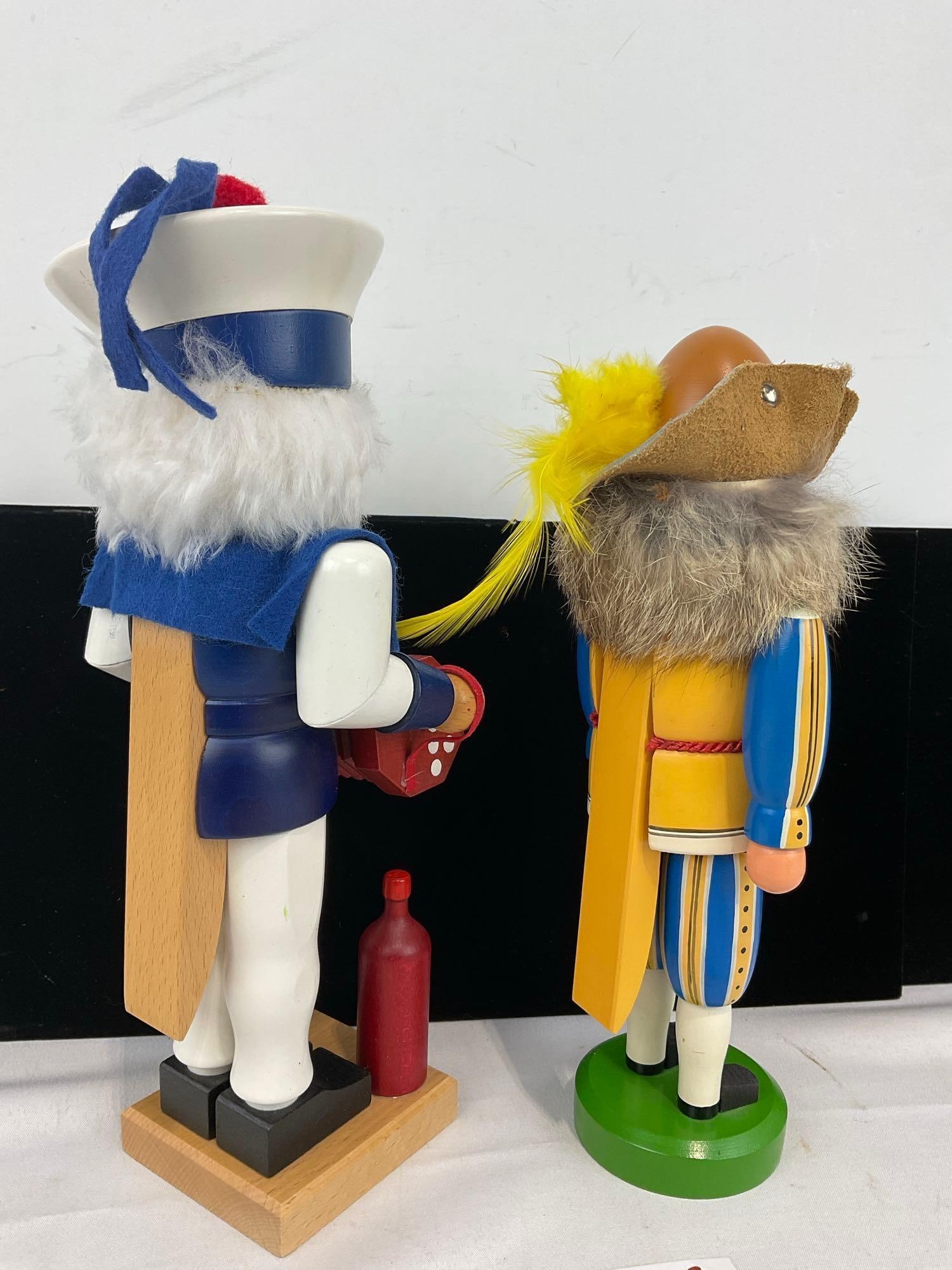 2 German Nutcrackers, Wooden Handcrafted, Christian Ulbricht Sailor & Erzgebirge Pirate - 4