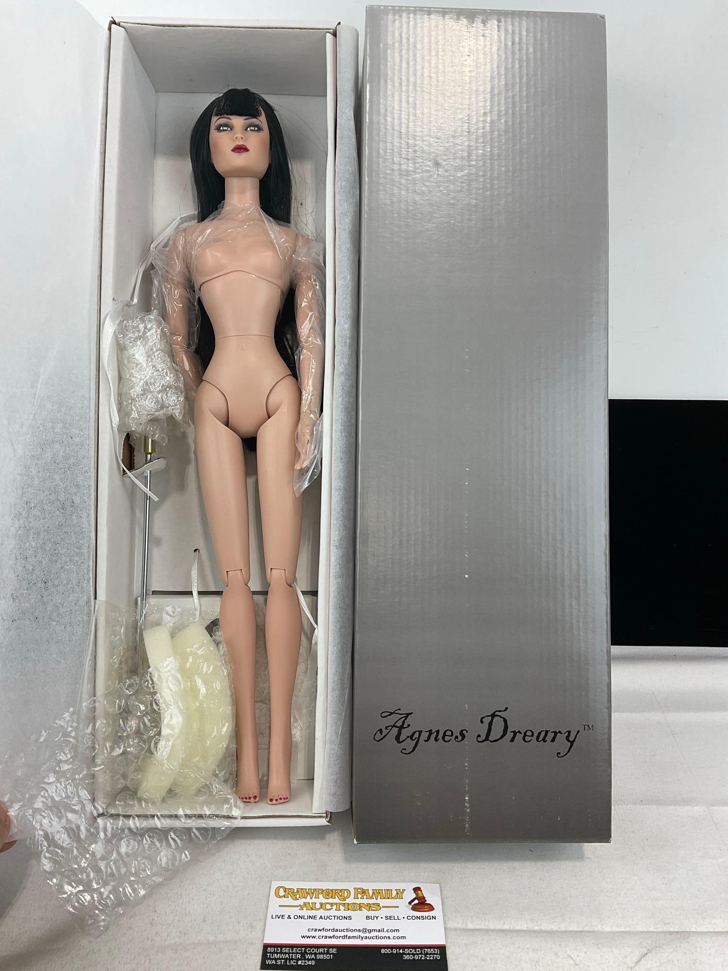 Agnes Dreary Robert Tonner Fashion Doll, Watching the Garden Die, 16 inch in original box: Appears to be in good shape. The piece measures approx 19h x 7w x 5d inches. See pics. E-6160
