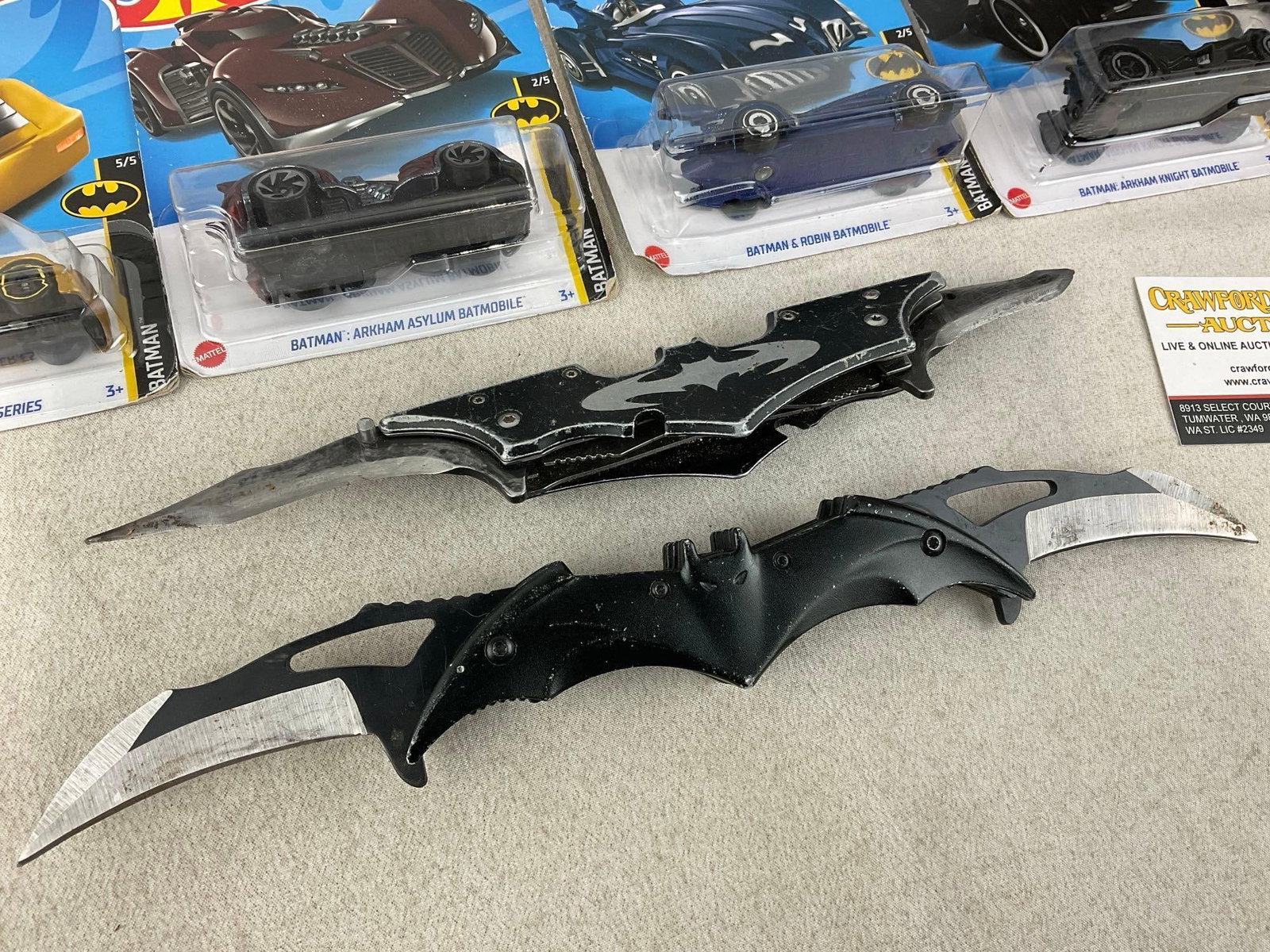 Batman Hotwheels Diecast Cars, 14 in packaging, Voltron Defender of the Universe Dvd set, 2 Knives - 5