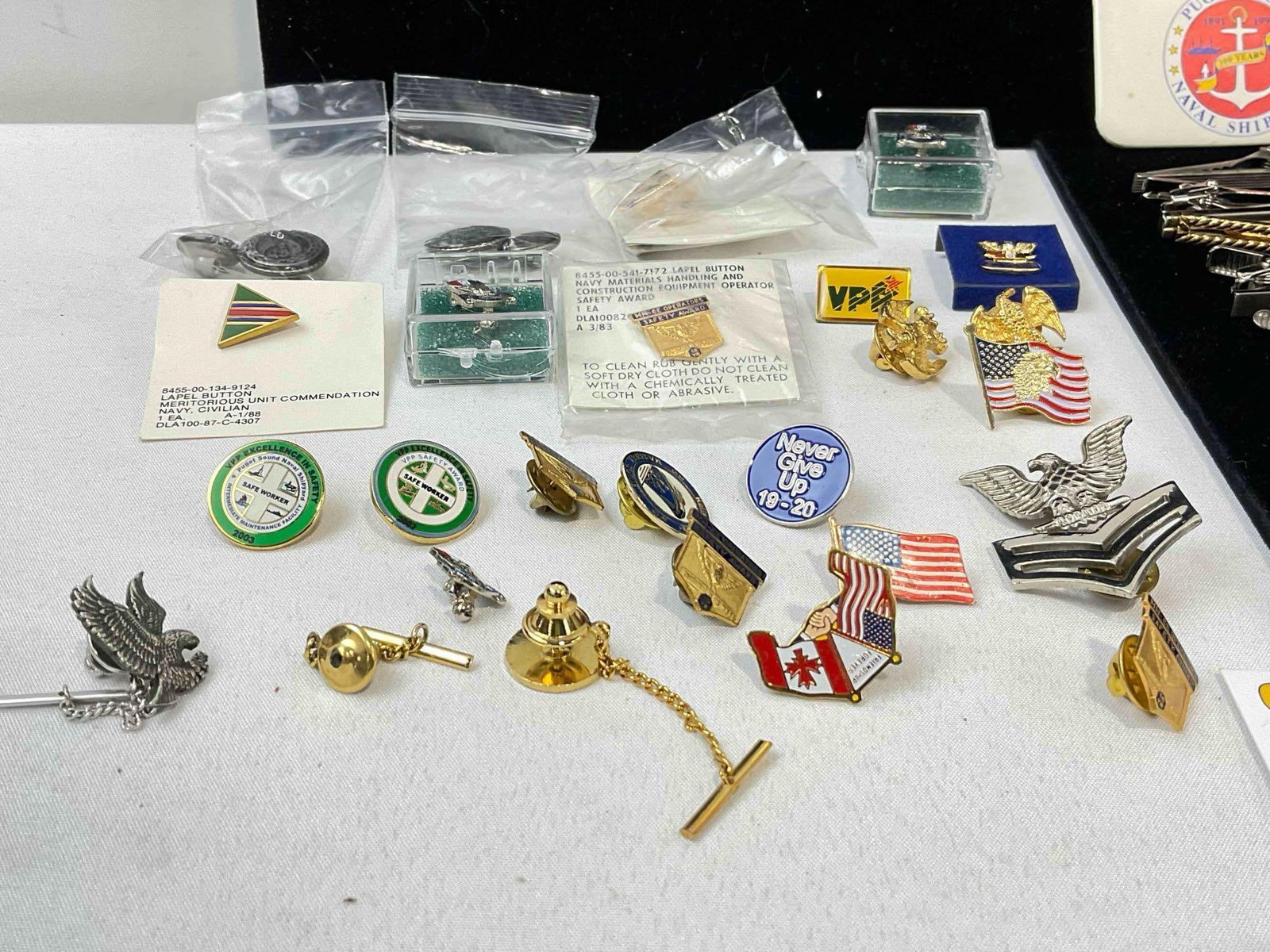 assortment Of Tie Clips, cufflinks, Award pins mostly US Navy 2x times keychains - 2