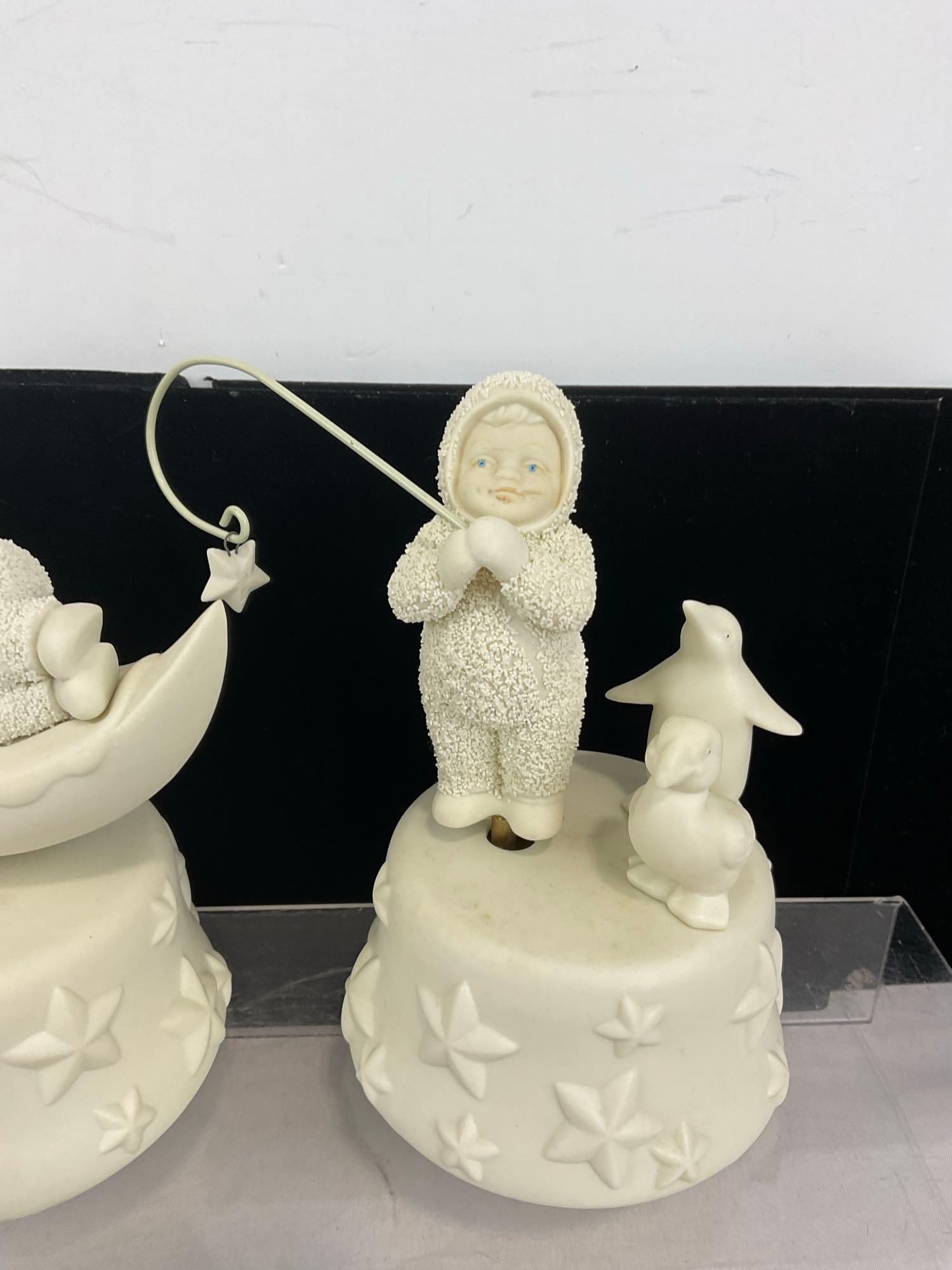Pair of Dept. 56 Snowbabies Porcelain Figure Music Boxes, Im So Sleepy & Catch A Falling Star - 3