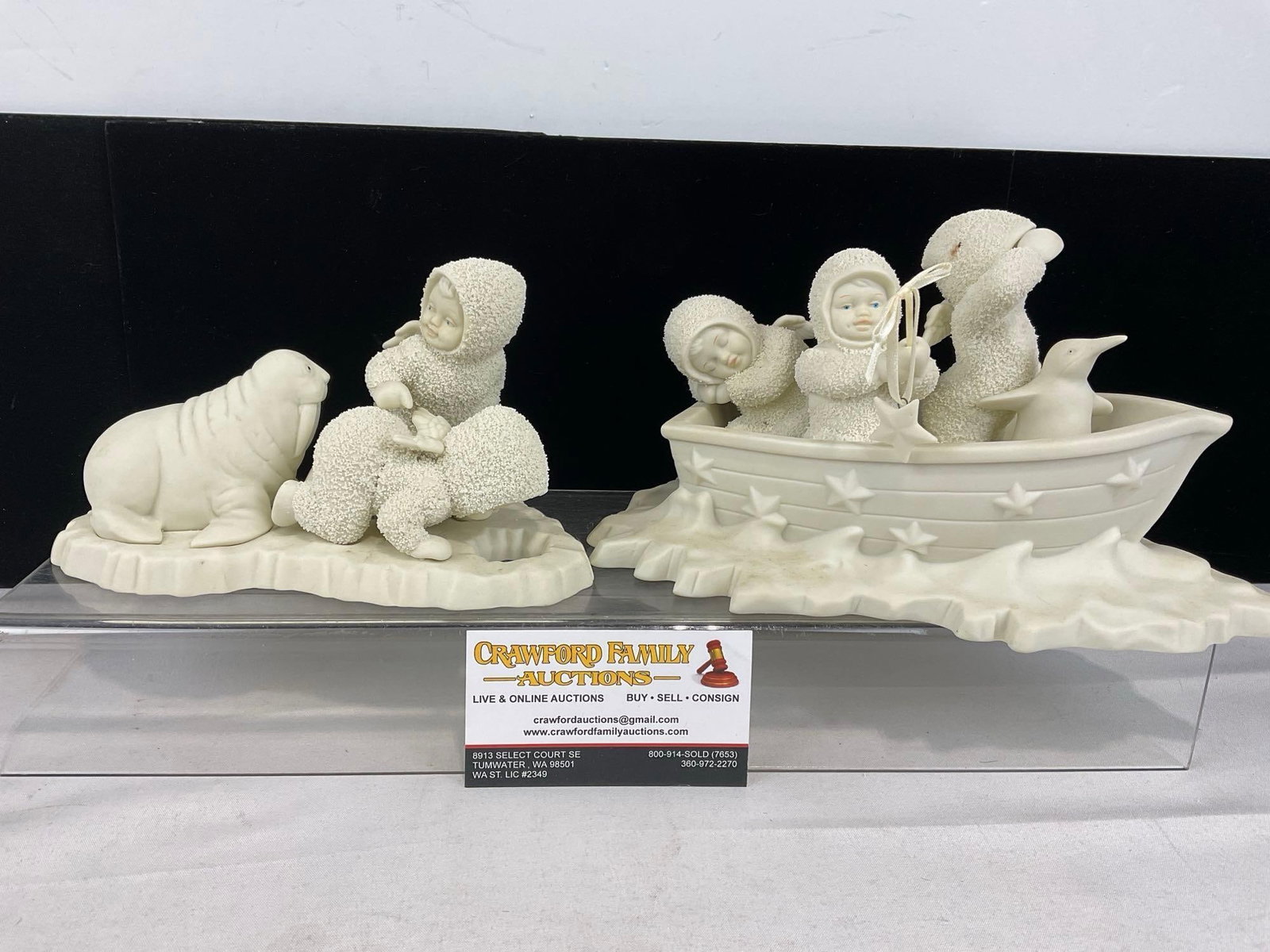 2x Dept. 56 Snowbabies Porcelain Figures, I Cant Find Him & Winken, Blinken & Nod, 6818-4: Appears to be in good shape. The piece measures approx 7h x 9w x 12d inches. See pics. E-6160