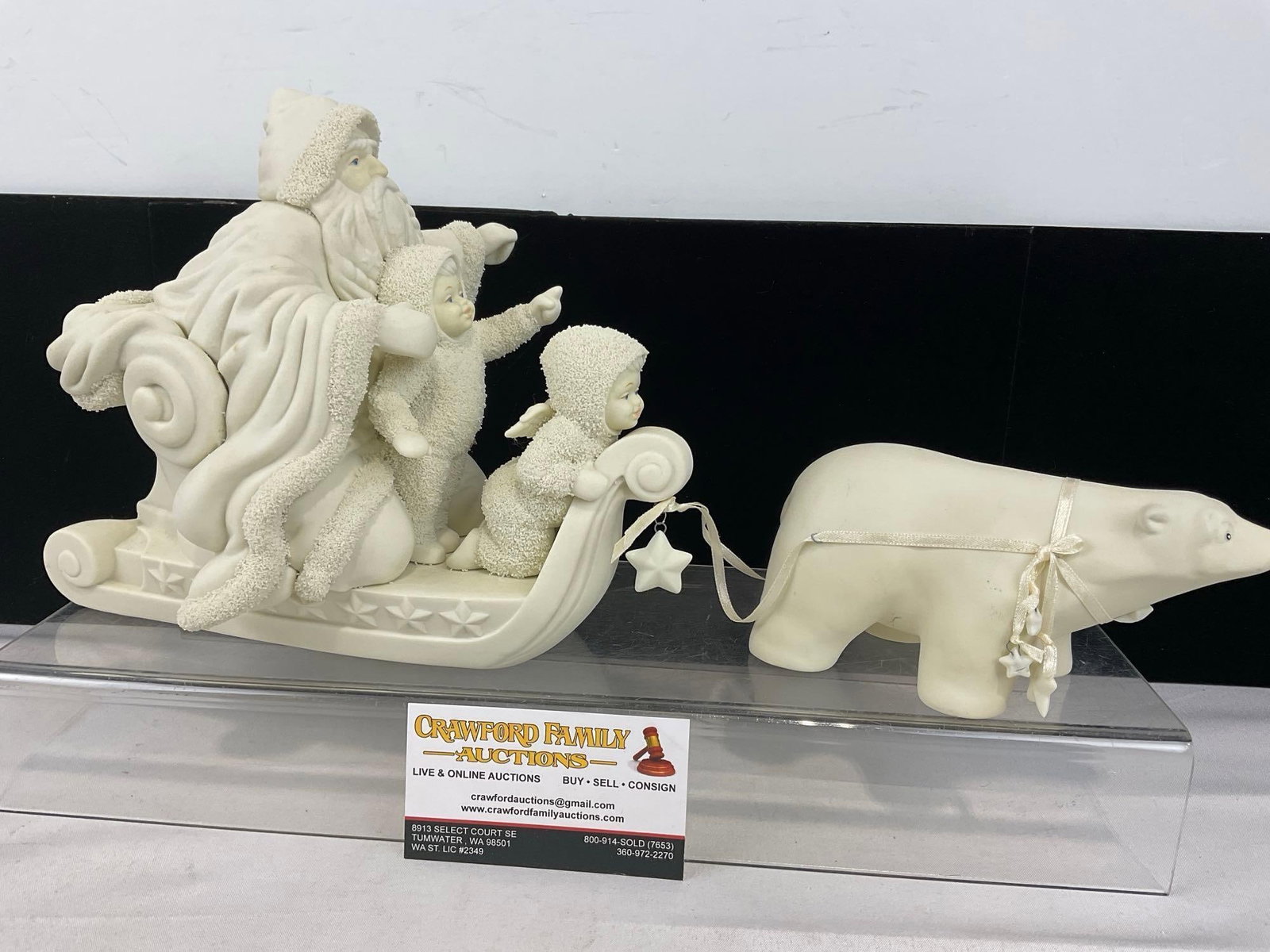 Retired Dept. 56 Snowbabies Porcelain Figure, Jack Frost a Sleigh Ride Through The Stars: Appears to be in good shape. The piece measures approx 10h x 13w x 11d inches. See pics. E-6160