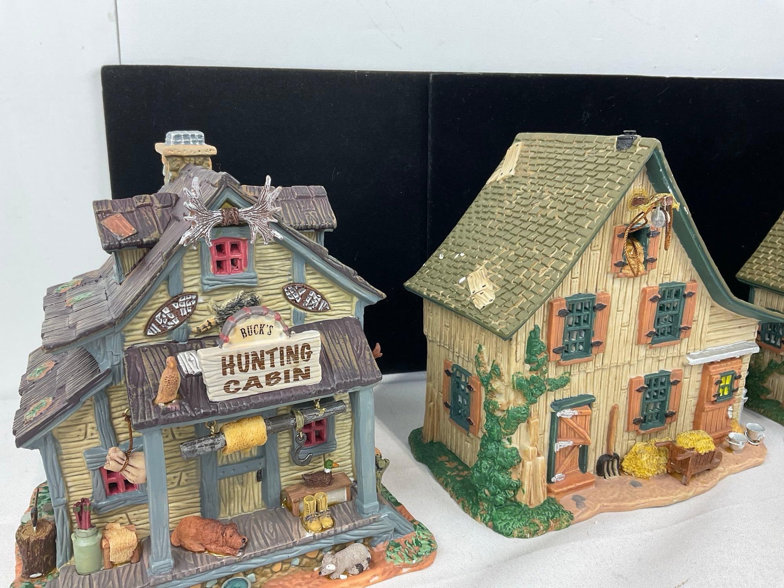 4 Lemax Lightup Bldgs, in original boxes, Bucks Hunting Cabin, Camping Tent, & Bluebird Acres - 3