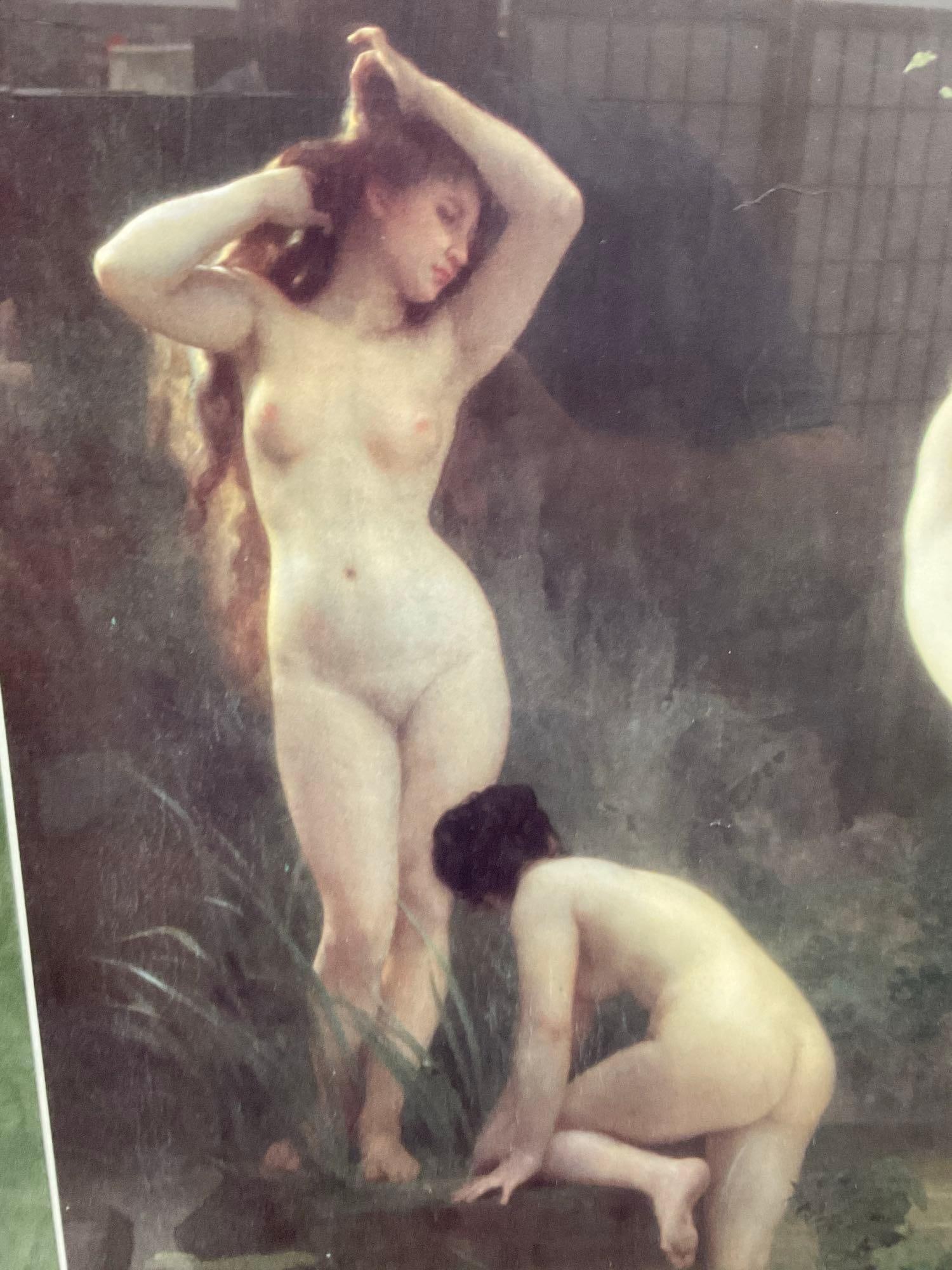 Framed Art Print of 1878 The Nymphaeum by William-Adolphe Bouguereau, 33h x 43w x 4d inches - 3