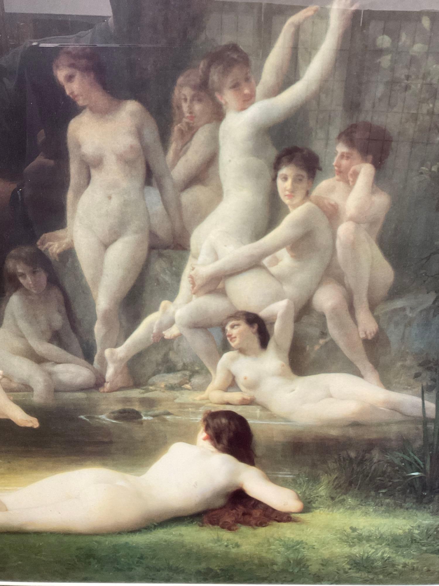 Framed Art Print of 1878 The Nymphaeum by William-Adolphe Bouguereau, 33h x 43w x 4d inches - 5