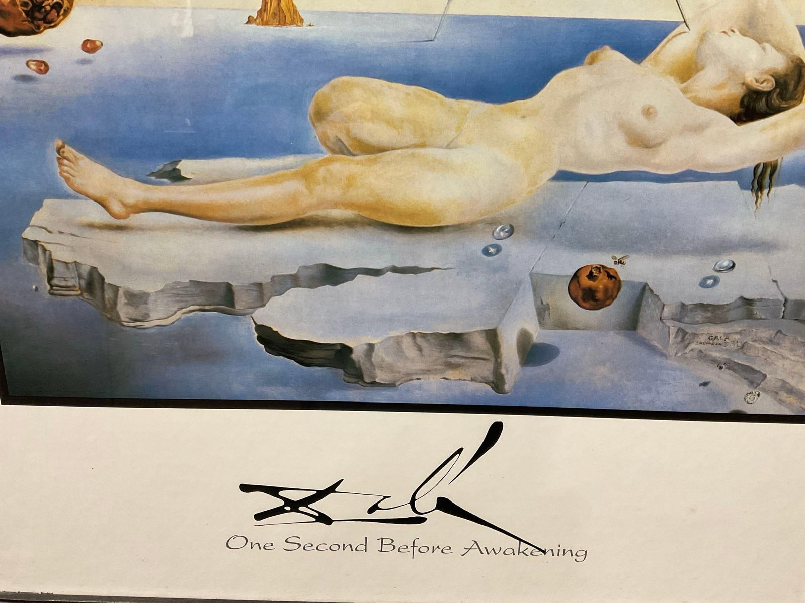 Framed Art Print, Second Before Awakening by Surrealist Legend Salvador Dali, Gallery style piece - 3
