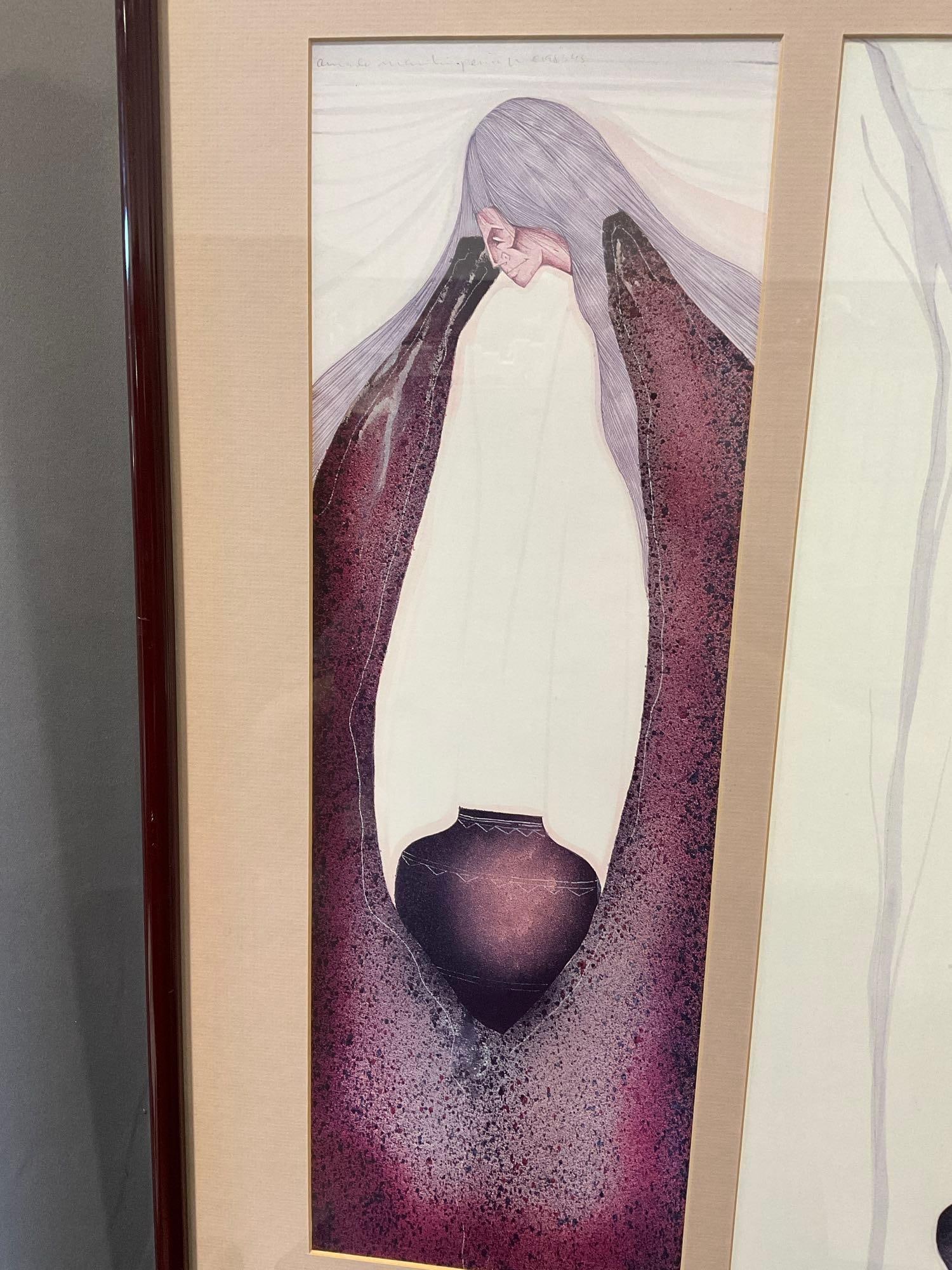 Framed Triptych Print of Tres Artesanos by Amado Maurilio Pena Jr. of Pascua Yaqui Tribe of Arizona - 2
