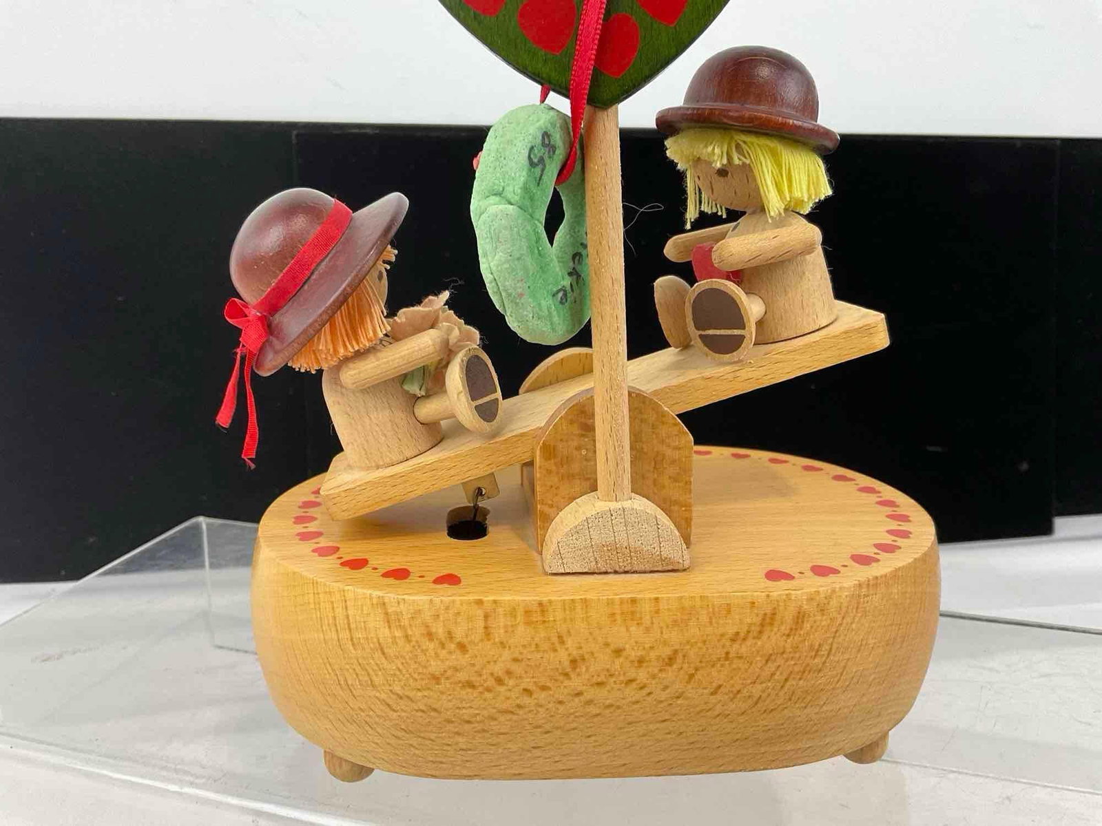 Handpainted German Schmid Wooden Seesaw Music Box, 9x6x5 inches - 3