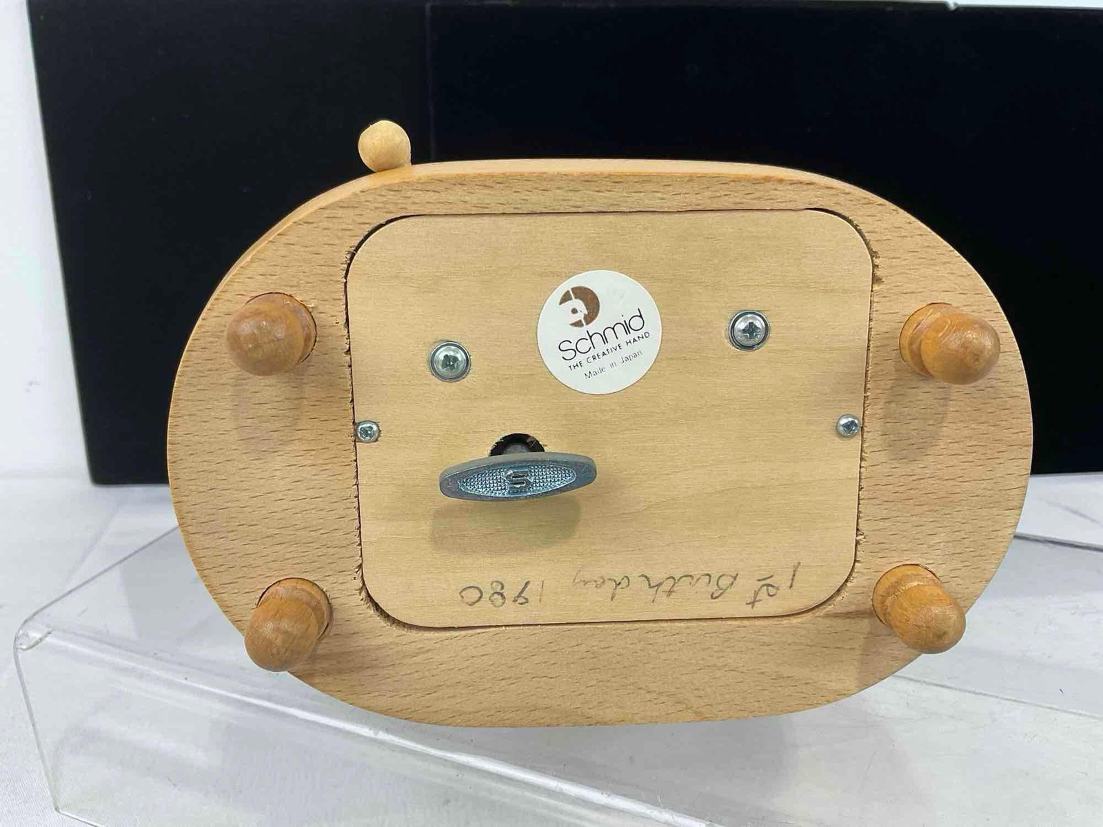 Handpainted German Schmid Wooden Seesaw Music Box, 9x6x5 inches - 4