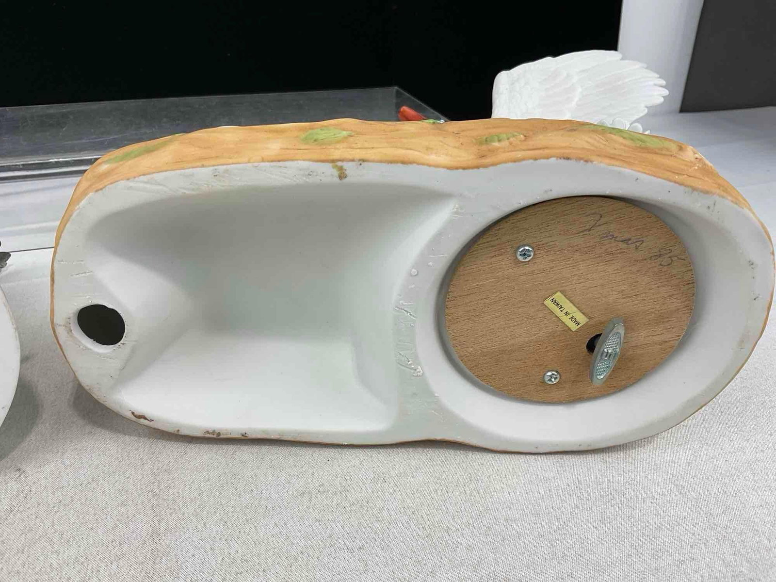 3 Bisque Porcelain Bird Music Boxes, Towle, Schmid, Doves, Hummingbirds, Geese - 8