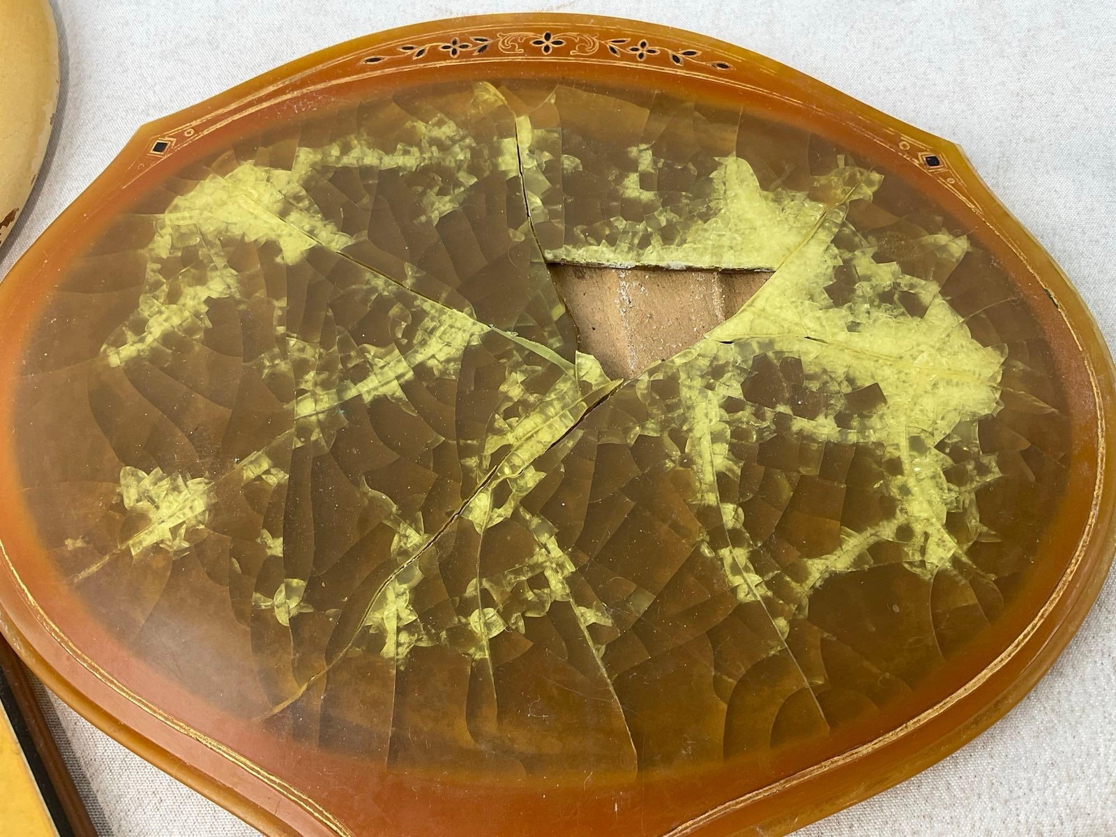 5 Vintage Hand Vanity Mirrors, 4 w/Pyraline Early Plastic cases, 1 Handpainted Wood - 5