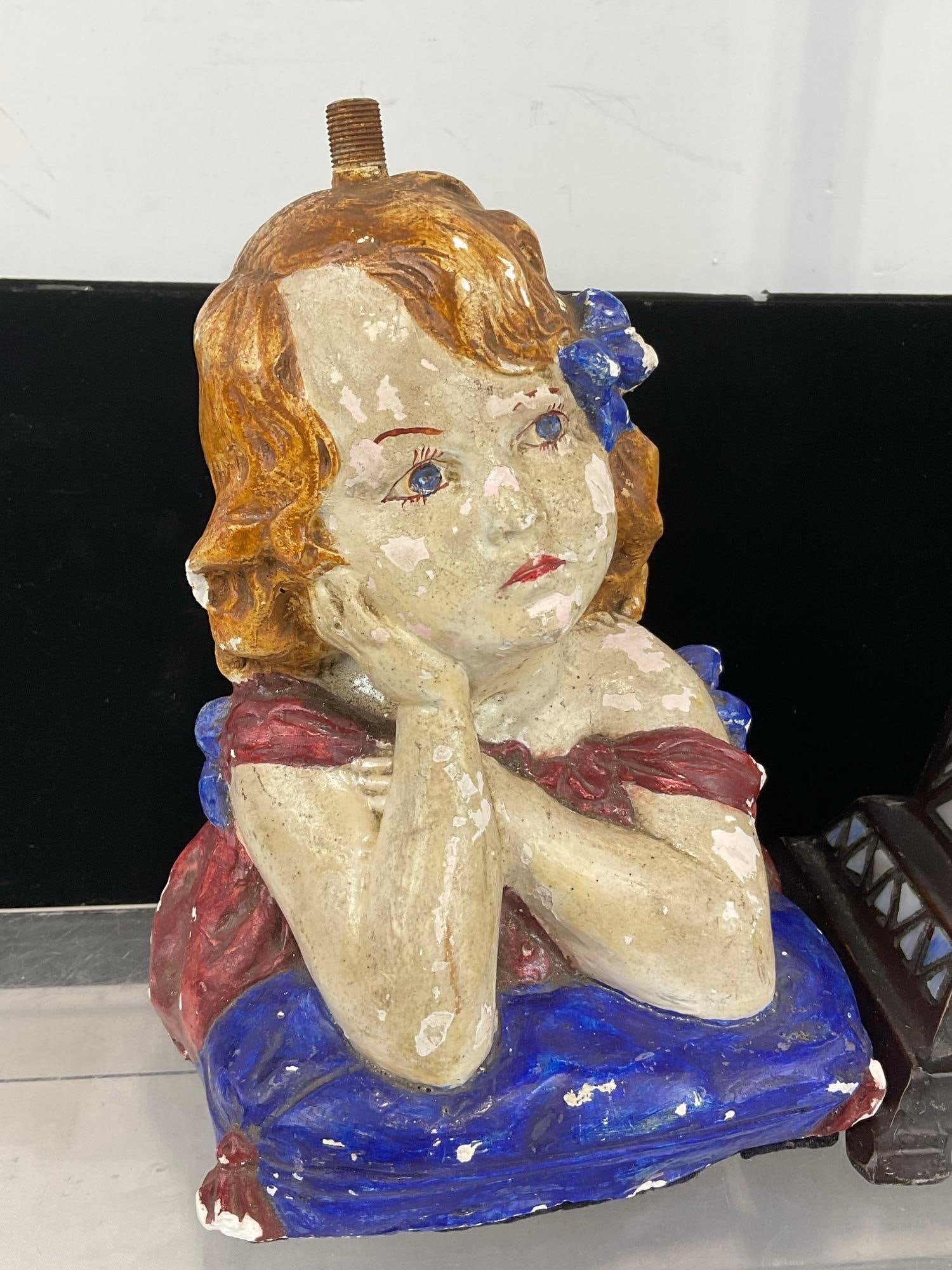 Tiffany Style Mission Lamp Base & Plaster/Chalkware Lamp Base - 2