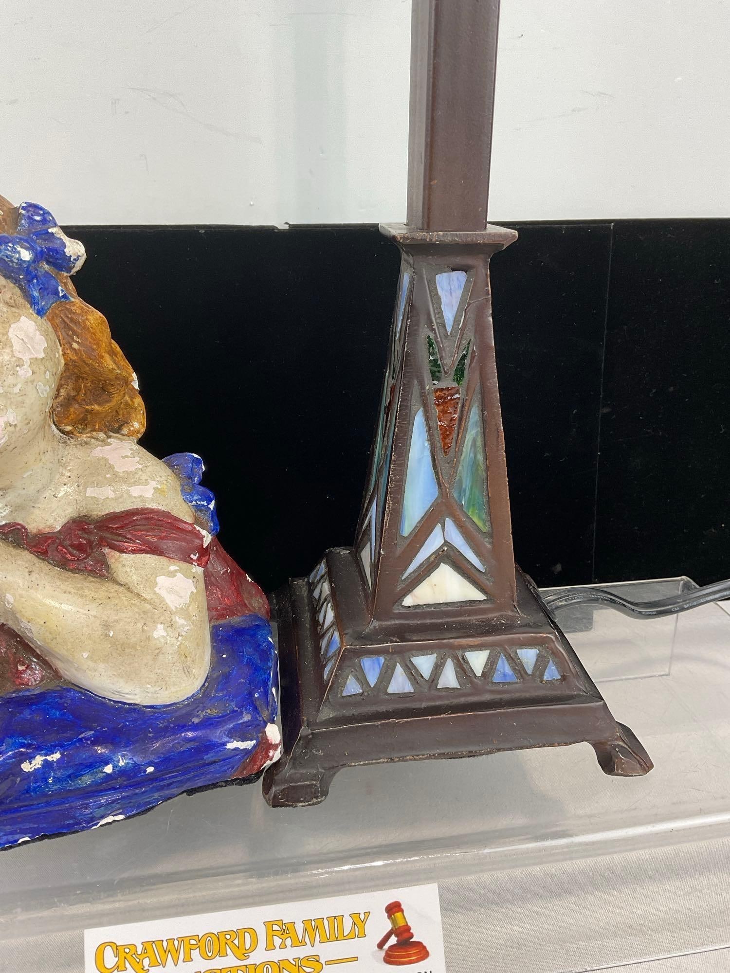 Tiffany Style Mission Lamp Base & Plaster/Chalkware Lamp Base - 3