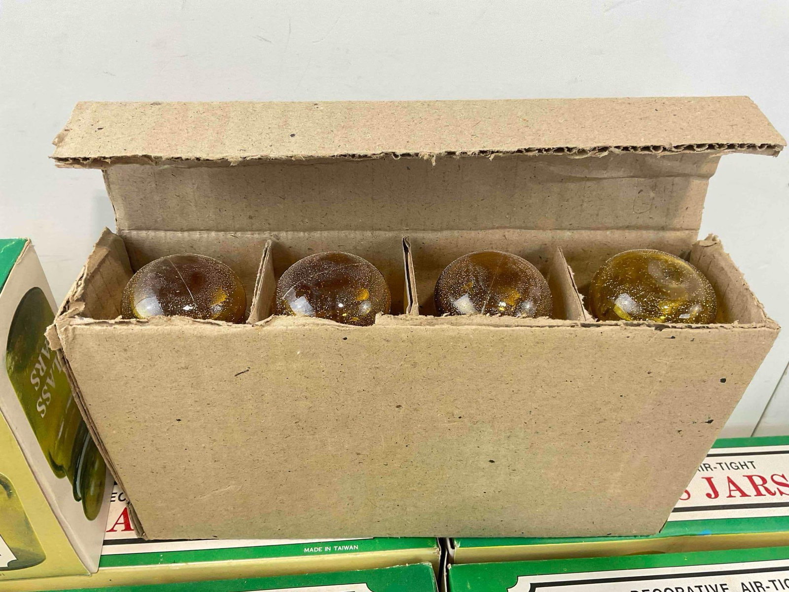 60 pcs Vintage Decorative Air Tight Lidded Glass Jars, 58x Amber Glass & 2x Blue Glass & More! - 4