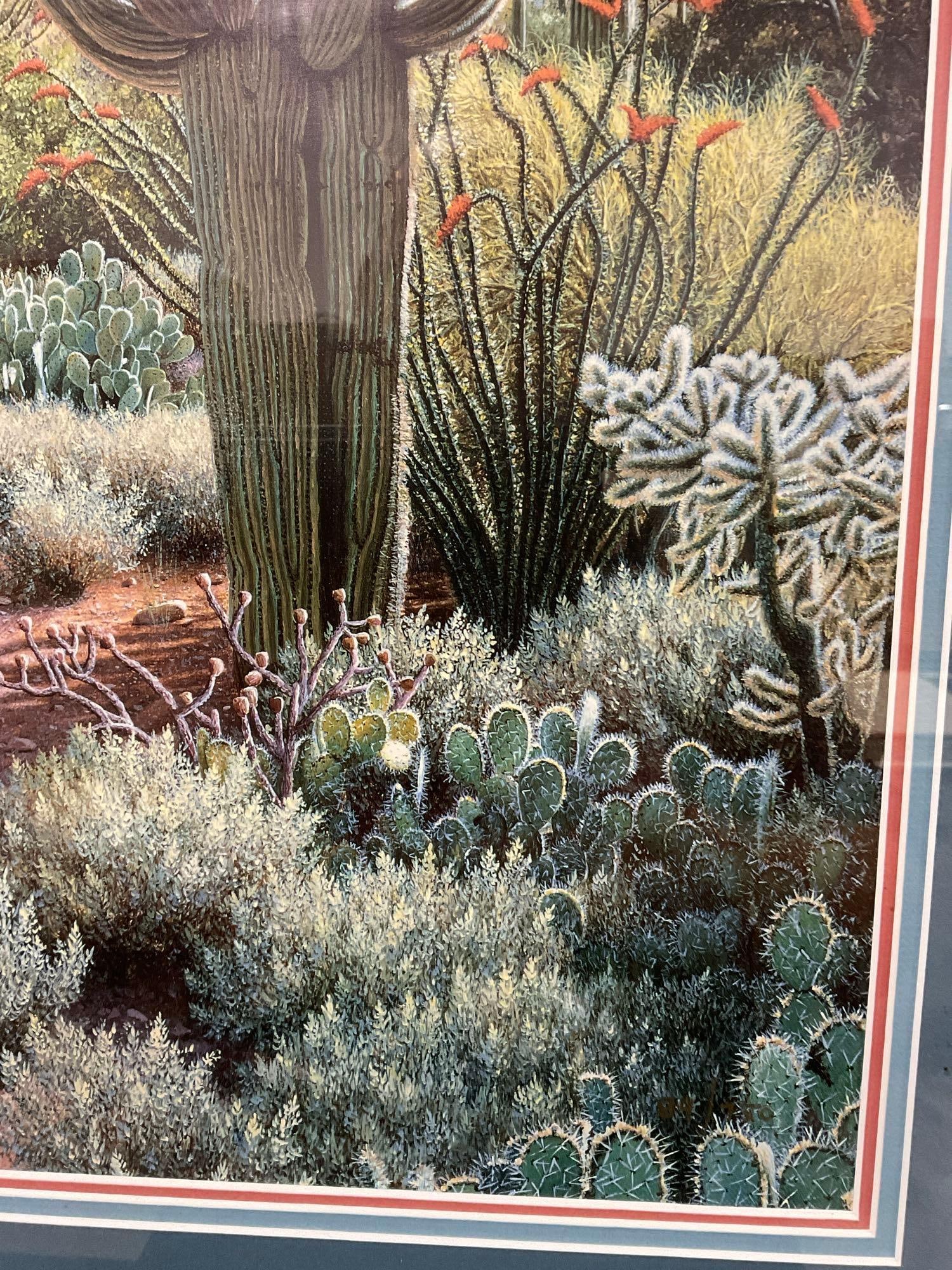 Framed lithograph Signed & #d 89/750 titled Saguaro scout by Doug Miller, 31 x 26 inches - 3