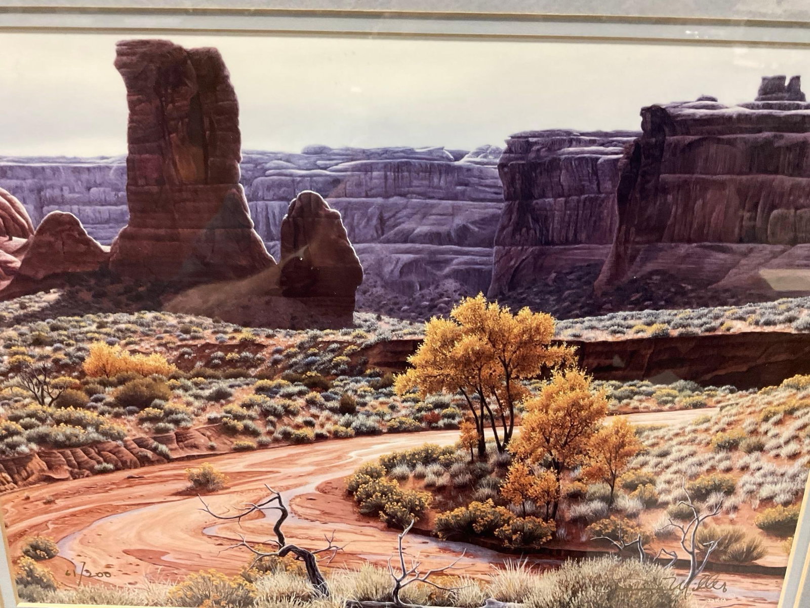Framed signed #d 61/200 Lithograph by Doug Miller, National Park, Utah or Arizona, 19 x 23 inches - 2