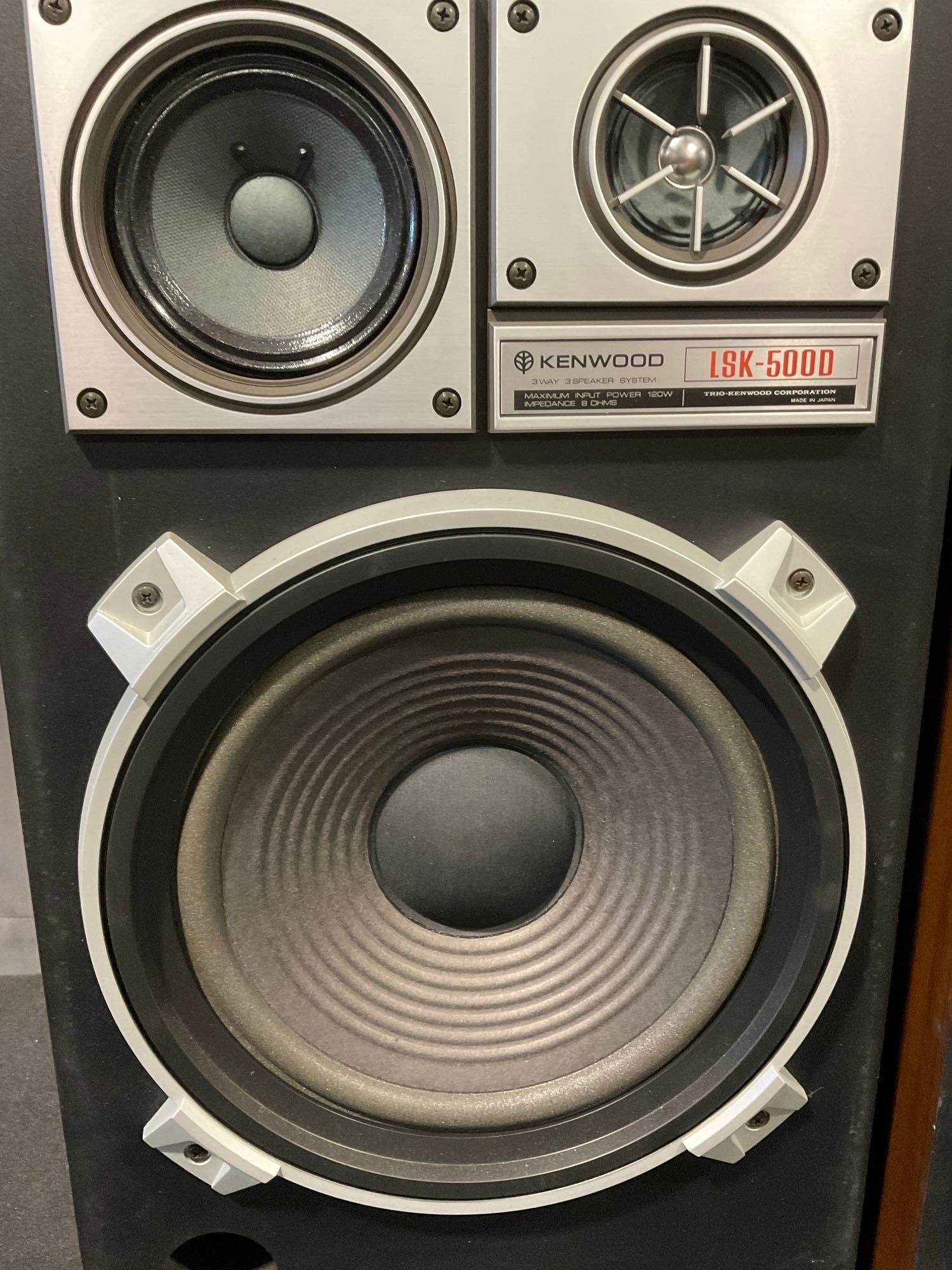 2 Kenwood Speakers, LSK-500D, 3 Way Speaker Systems, 25h x 14w x 21d inches together - 3