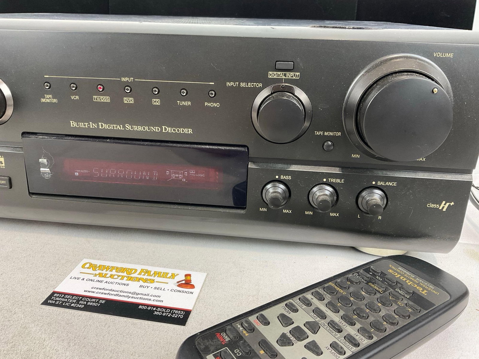 Technics AV Control Stereo Receiver SA-DX930, w/ remote, tested & powers on, 9h x 18w x 13d inches - 3