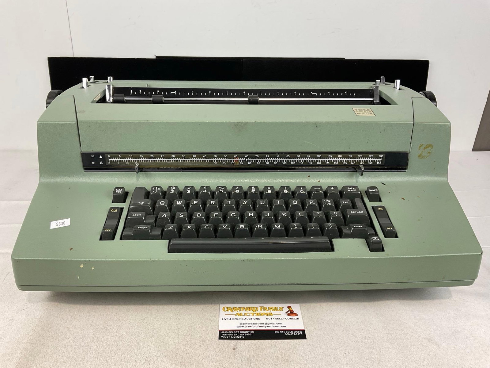 IBM Selectric 2 Typewriter, Cast Metal, untested, black keys, light green finish: Similar to the next piece. Quite Heavy, oversized shipping may apply, solid construction. Appears to be in good shape, likely needs some servicing. The pieces fit in a box that measures 8h x 23w x
