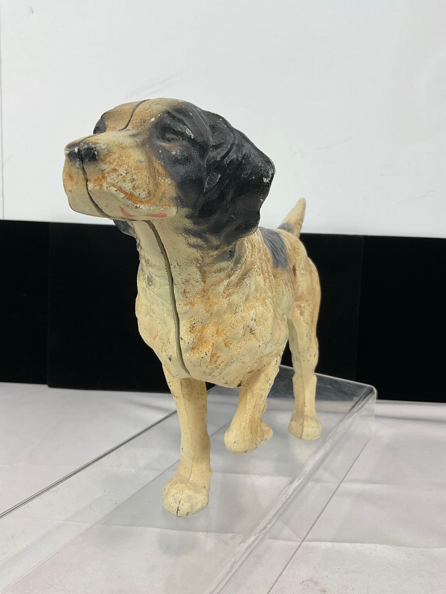 Repro White & Black Cast Iron English Setter Dog Shaped Door Stop, 10h x 17w x 5d inches - 2