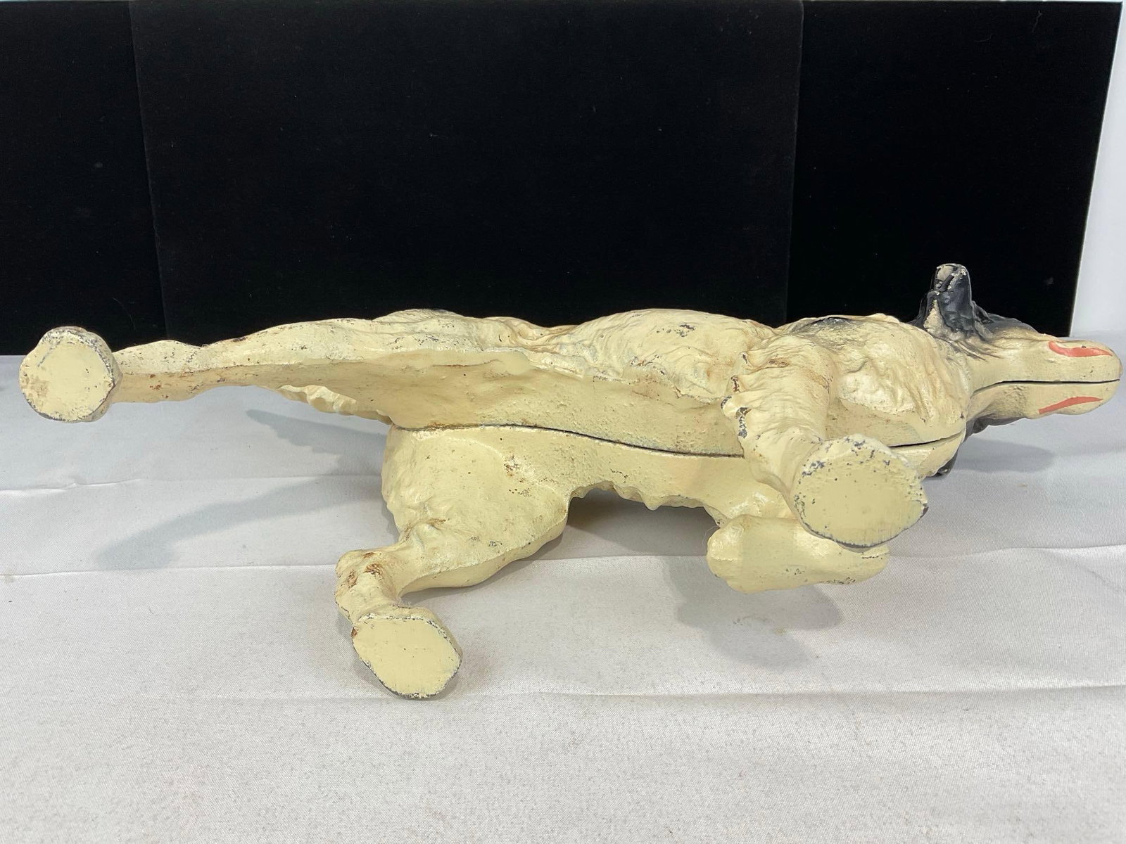 Repro White & Black Cast Iron English Setter Dog Shaped Door Stop, 10h x 17w x 5d inches - 4