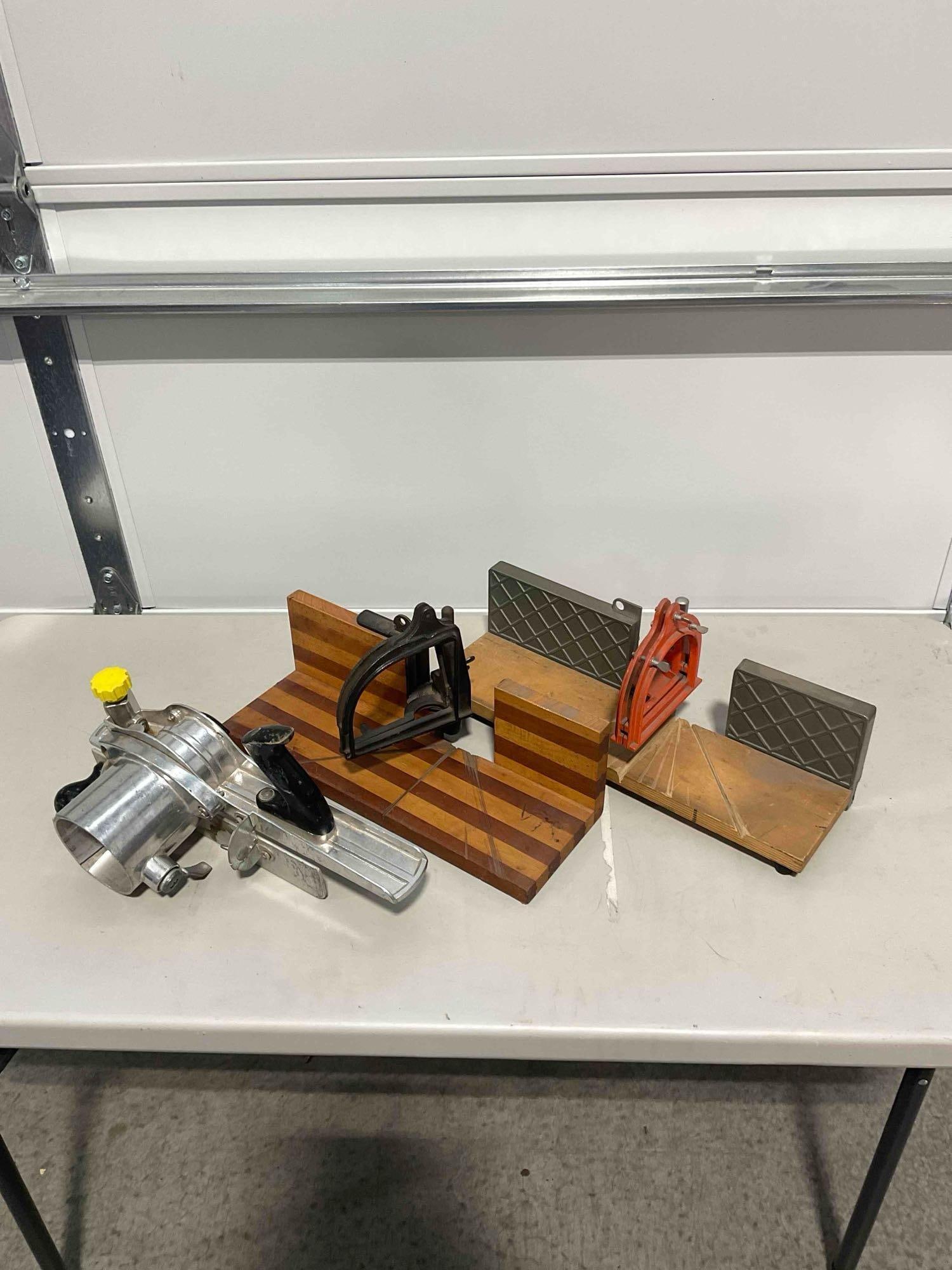 Collection of Tools, Stanley Plane Attachment Guide & 2x Hand Saw Miter Guides - 2