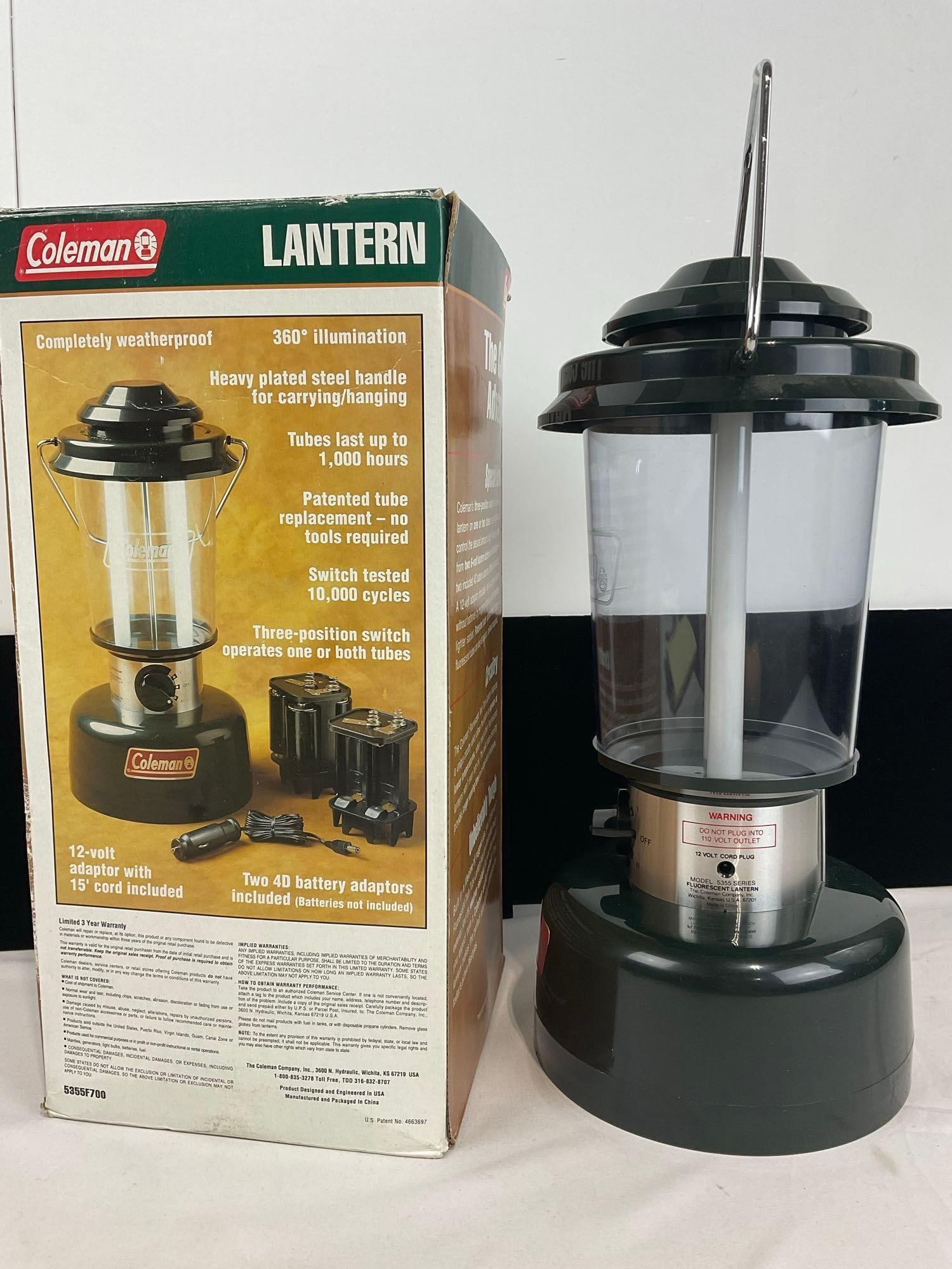 Coleman Fluorescent Twin Tube Lantern w/ original box, 16h x 9w x 9d inches - 2