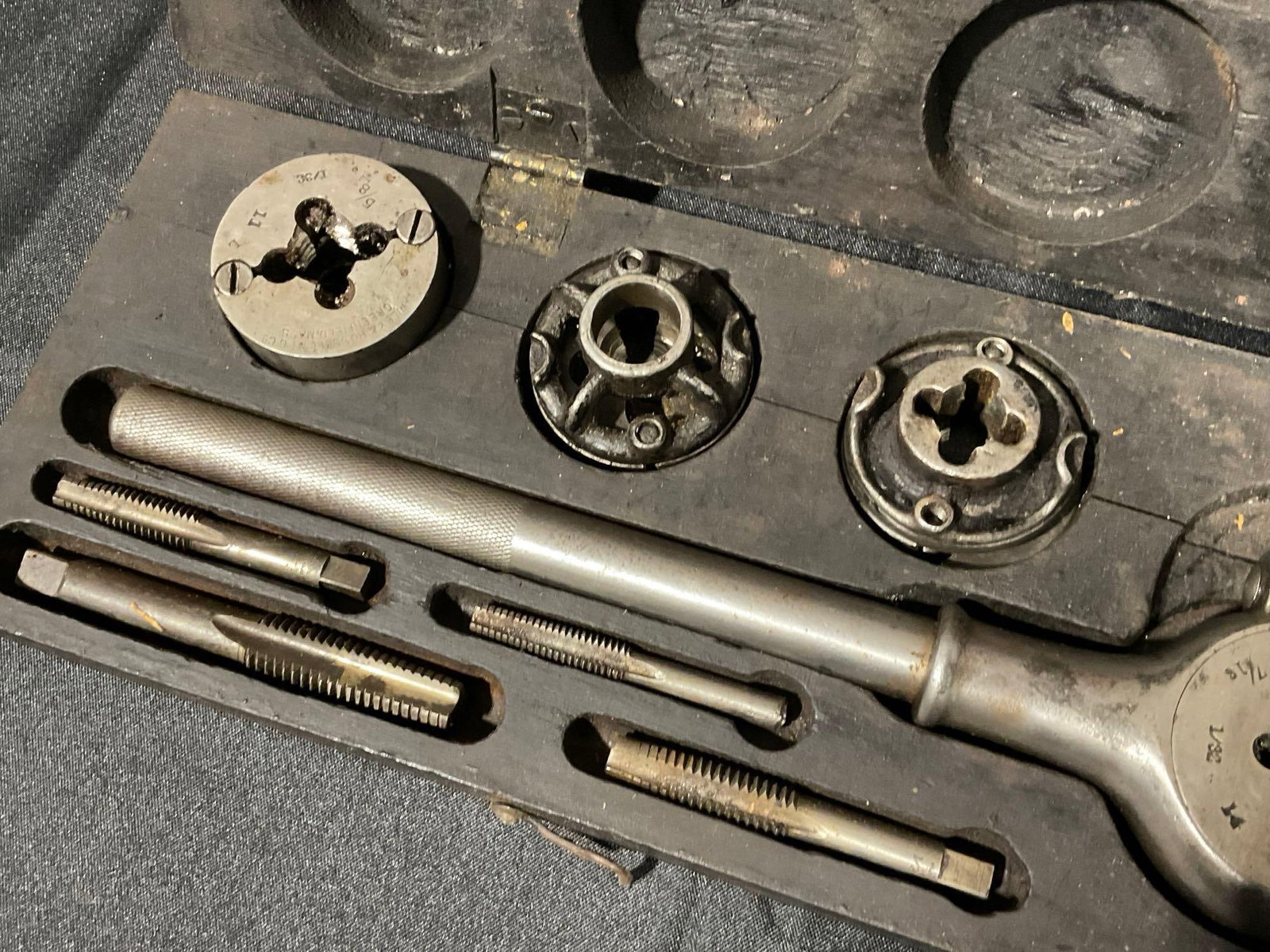 Vintage Greenfield Little Giant Tap & Die Set, wooden case, 5/16, 1/2, 3/4 and more - 2