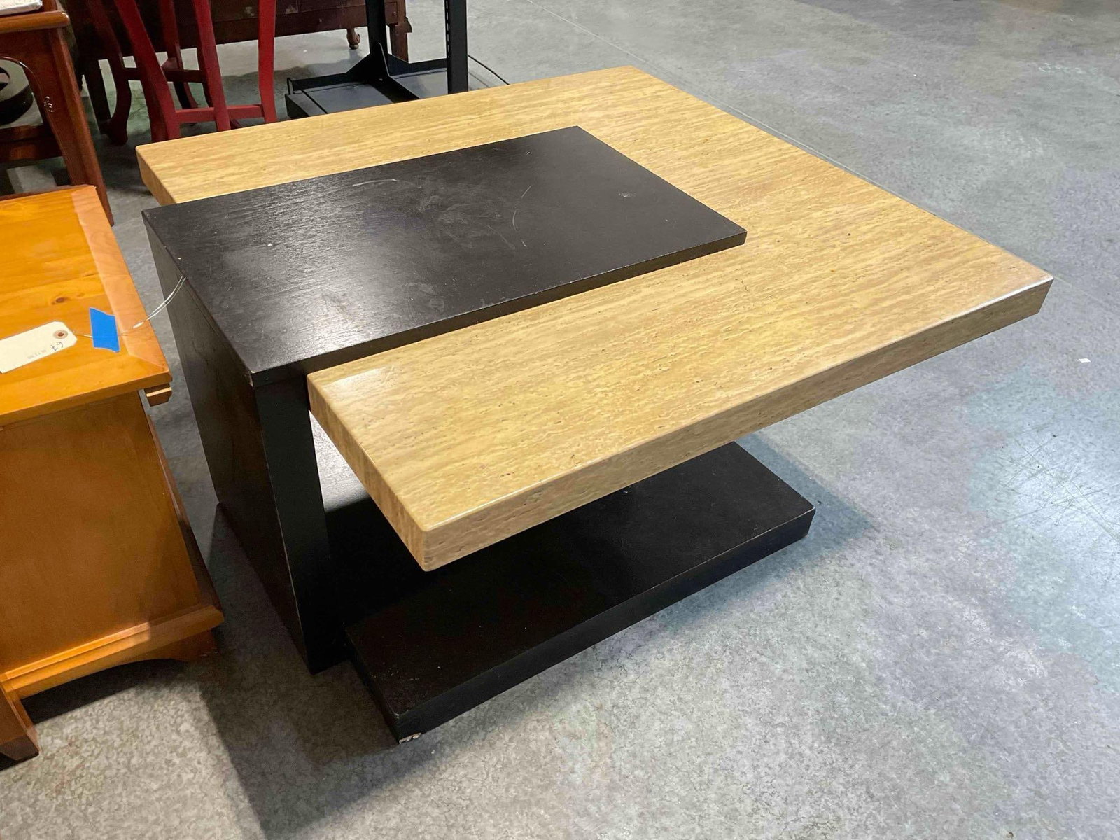 Signature Design by Ashley Yellow Travertine? Stone & Dark Wood Finish Coffee Table. See pics. - 6