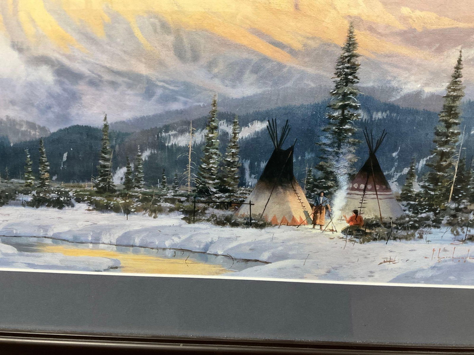 Framed Signed & #d 557/3850 1988 Thomas Kinkade Lithograph, titled Lingering Dusk, 24x28 inches - 5