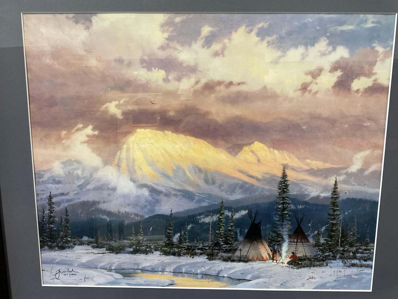 Framed Signed & #d 557/3850 1988 Thomas Kinkade Lithograph, titled Lingering Dusk, 24x28 inches - 6