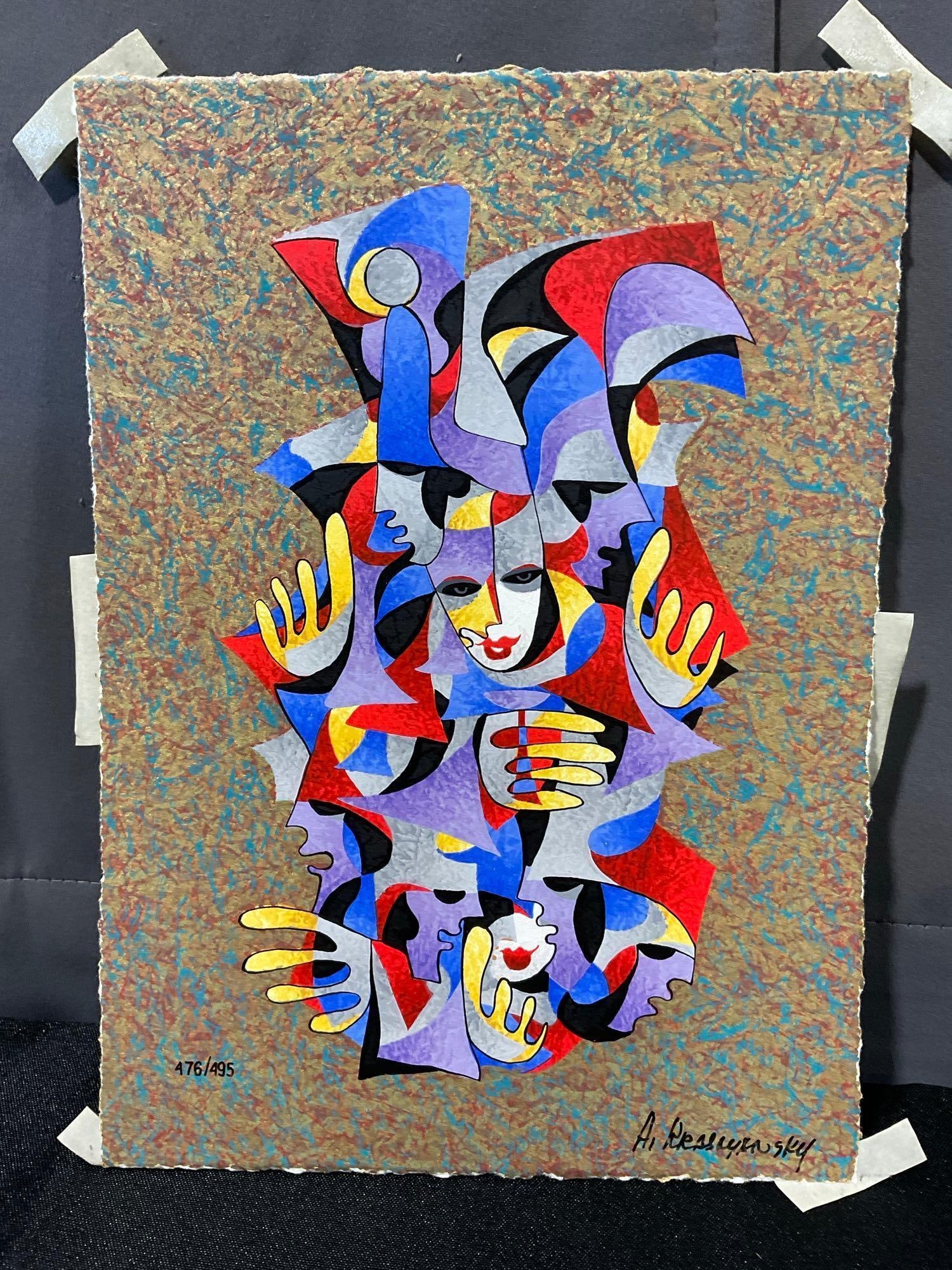 Framed Signed & #d 476/495 Musical Shere? Serigraph by Anatole Krasnyansky, 19x16 inches - 3