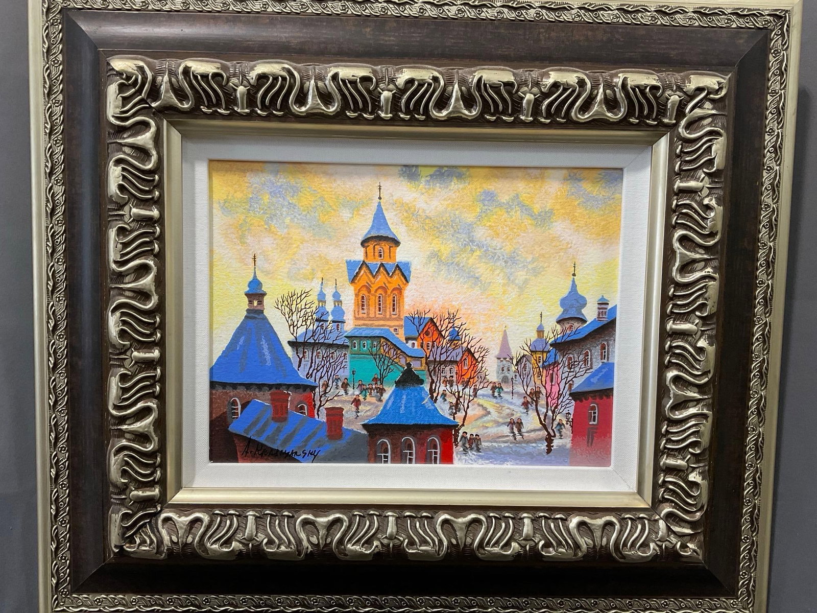 Framed Signed & #d AP 12/30 Serigraph on Canvas, Yellow Evening - Russia by Anatole Krasnyansky: Anatole Krasnyansky Renowed artist born in Ukraine in 1930 - 2023 Appears to be in good shape. The piece measures approx 19h x 23w x 4d inches. See pics. E-5980 Valued 500-1000