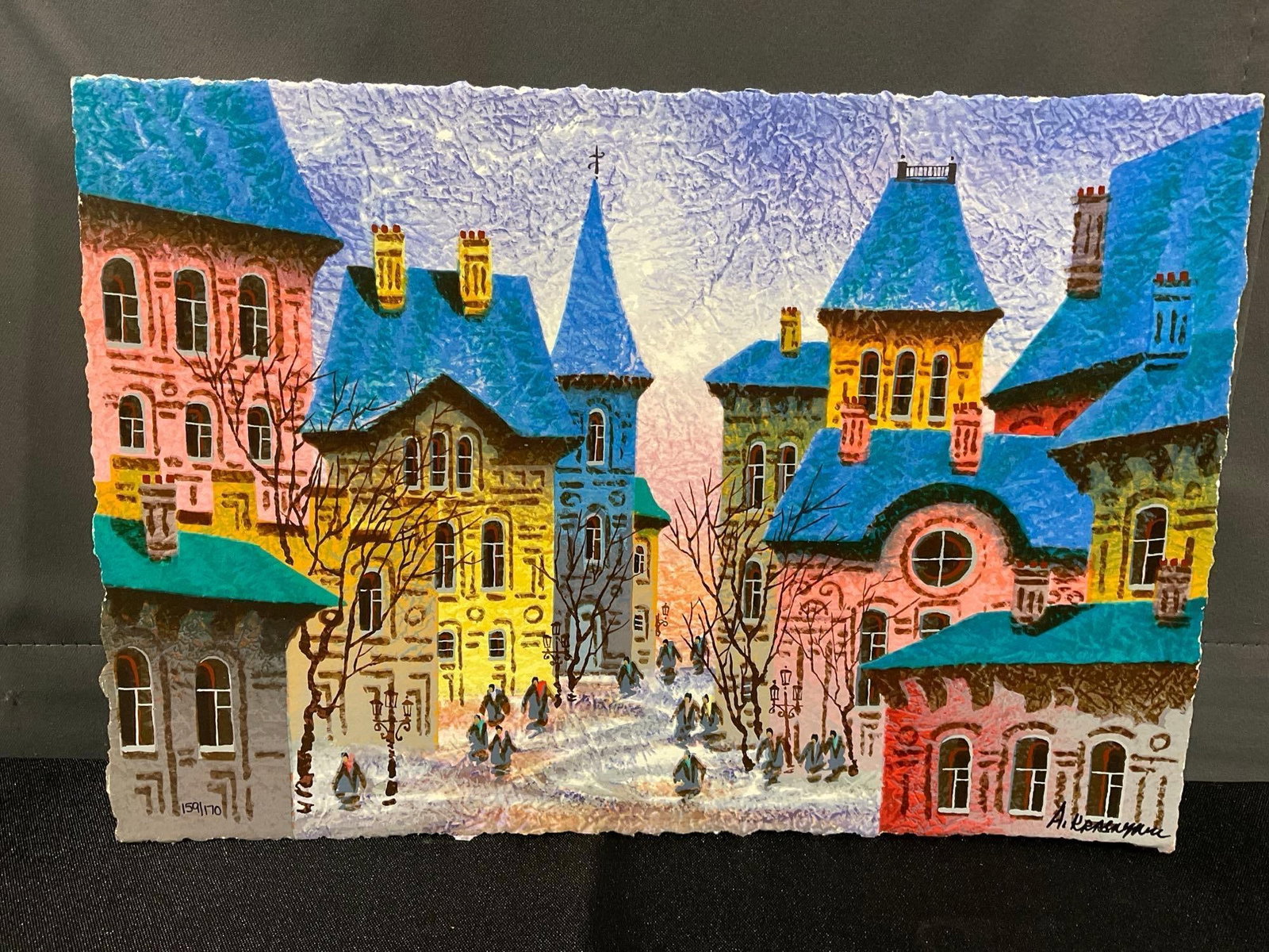 Unframed Serigraph Signed & #d 159/170 titled Prague by Anatole Krasnyansky, 10x14 inches w/COA: Anatole Krasnyansky Renowed artist born in Ukraine in 1930 - 2023 Appears to be in good shape. The piece measures approx 10h x 14w x 2d inches. See pics. E-5980 Valued 500-100