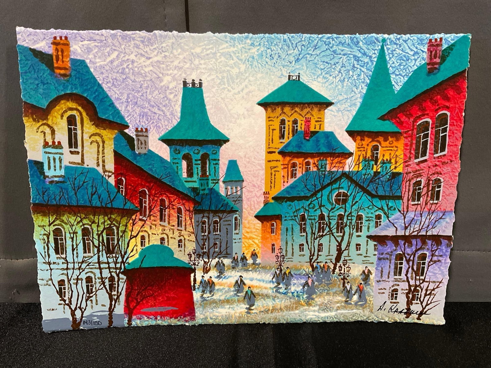 Unframed Serigraph Signed & #d 143/150 titled Untitled Cityscape 2015 by Anatole Krasnyansky, 10x14: Anatole Krasnyansky Renowed artist born in Ukraine in 1930 - 2023 Appears to be in good shape. The piece measures approx 10h x 14w x 2d inches. See pics. E-5980 Valued 300-750