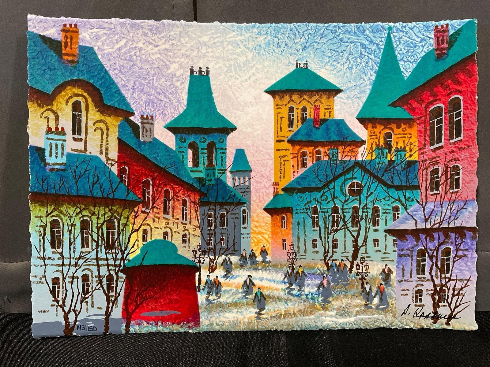 Unframed Serigraph Signed & #d 143/150 titled Untitled Cityscape 2015 by Anatole Krasnyansky, 10x14 - 2