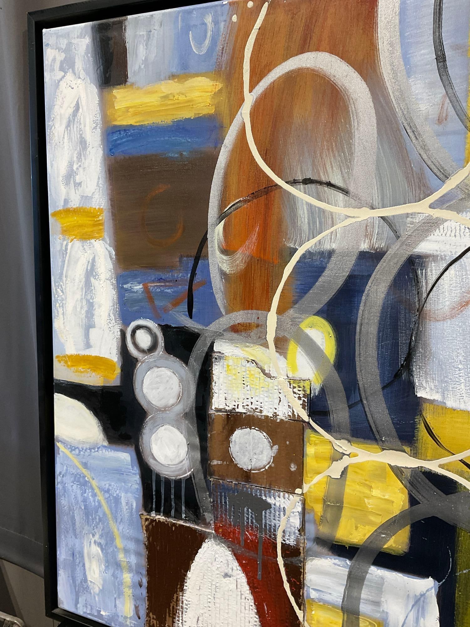 Framed Oil on Canvas, Mixed Media, Abstract piece, looks to be in the style of J.B. Hall, 39x50 i... - 4