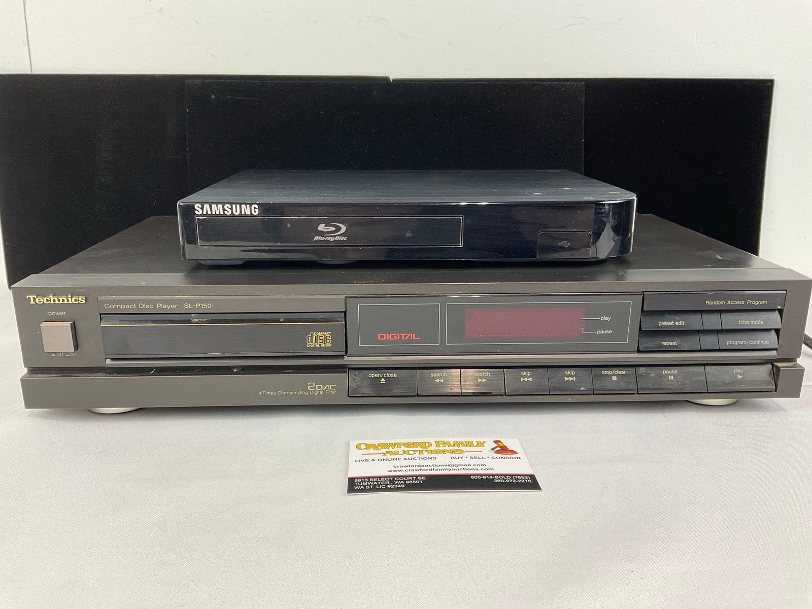 Technics model no. SL-P150 CD Player & Samsung Blu-Ray Disc Player, missing 1 power cable (1 of 4)