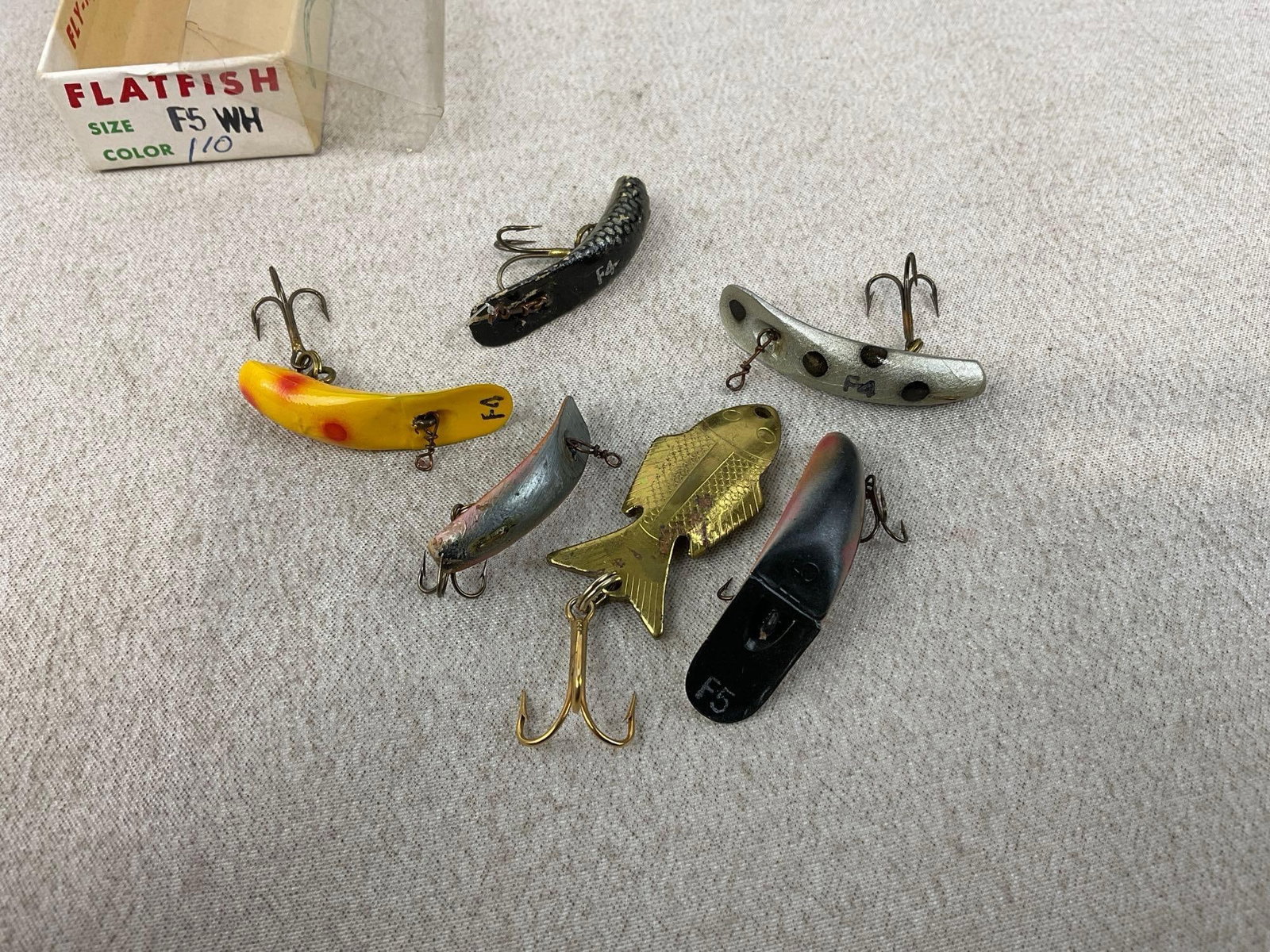 Assortment of Fishing Lures, Set of Helin Flatfish F7, F6, F5, F4 & Set of F3, more, 2 Wobble-Glo - 5