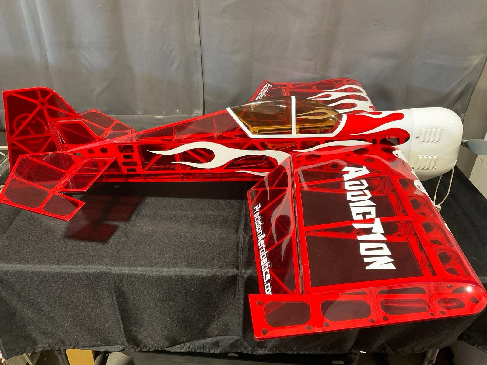 Precision Aerobatics Addiction 3D Aerobatic Aircraft, Translucent Red & white flames, 39x40x17 inch - 5