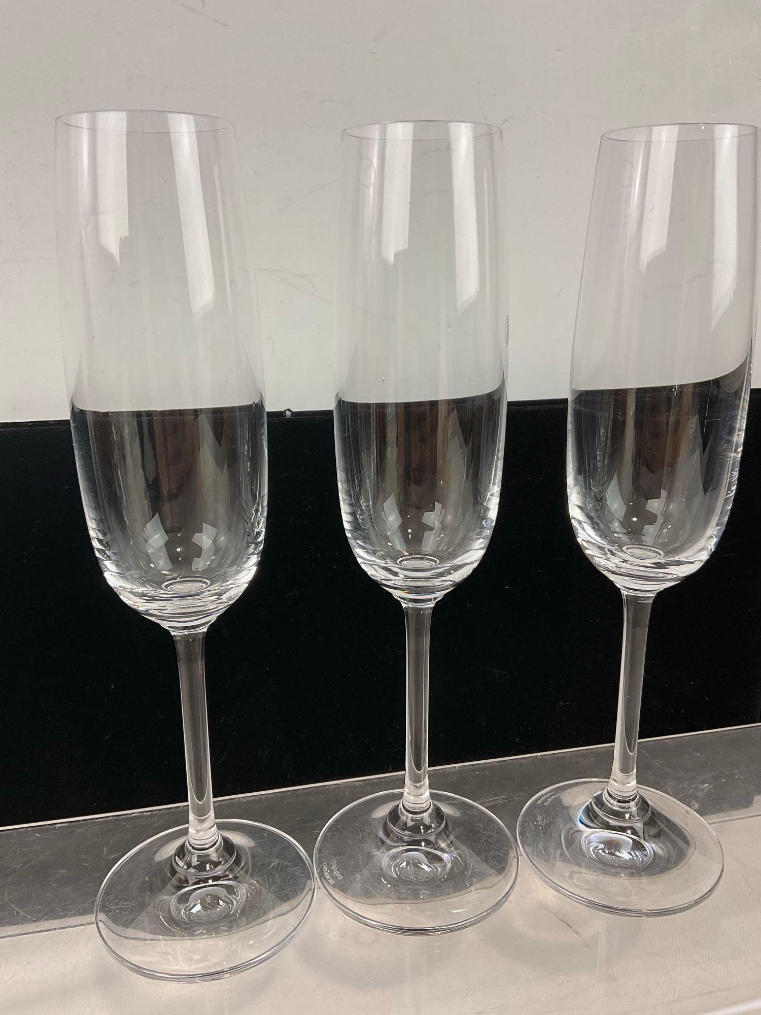 Set of 3 Marquis by Waterford Crystal Champagne Flutes, Poss. Moments Pattern - 2