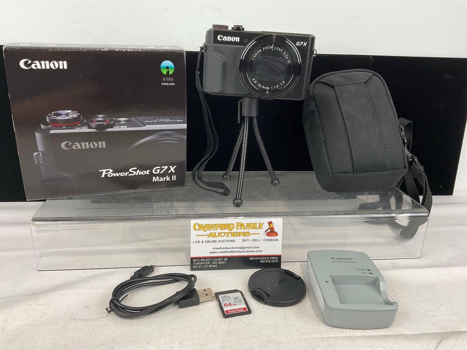 Canon PowerShot G7X Mark II w/Box, Tripod, 64gb card, case, Like New, tested & working (1 of 5)