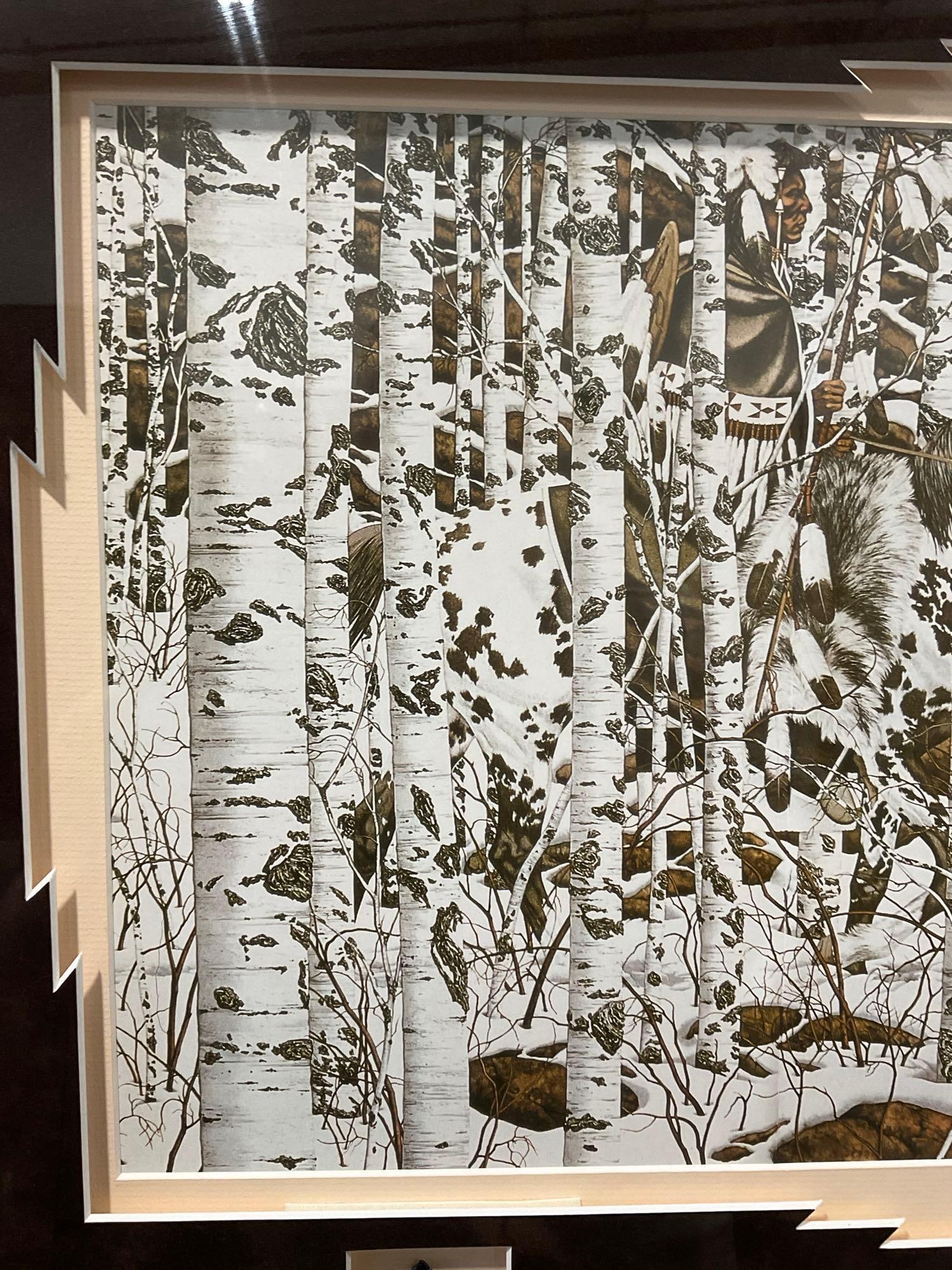 Framed Lithograph, Woodland Encounter by Bev Doolittle, 22x34 inches, w/obsidian arrowheads - 7