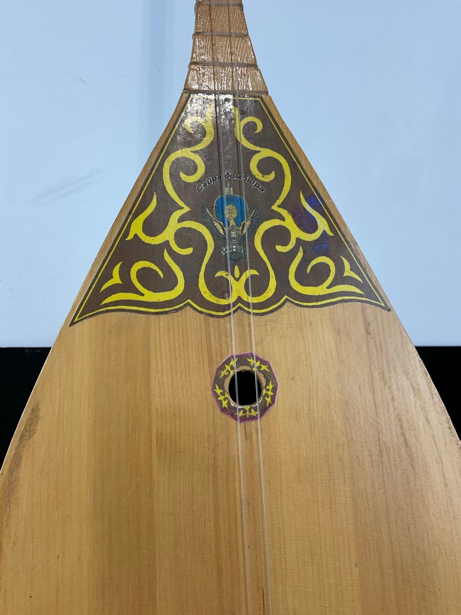Kazakh Traditional Instrument Dombra, 2 strings, Long thin neck, teardrop style body - 2