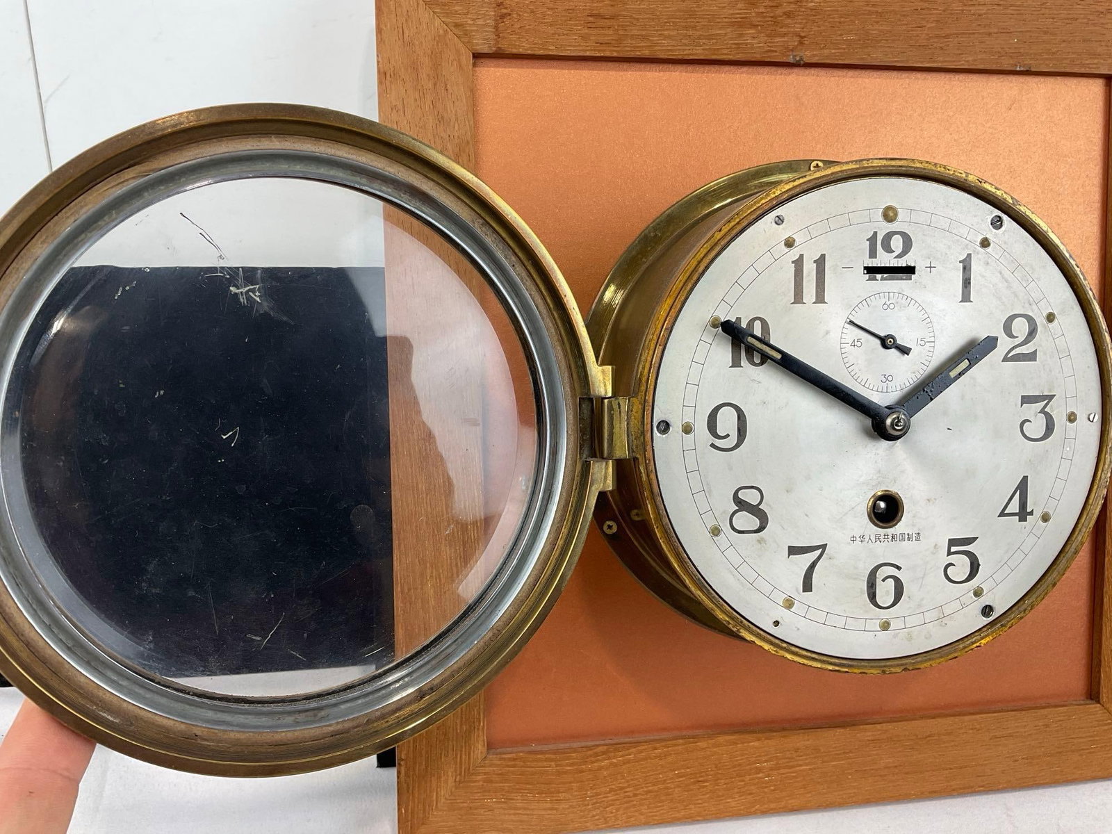 Vintage Chinese Navy Large Battleship Brass Naval Clock on Wall hanging Frame - 3